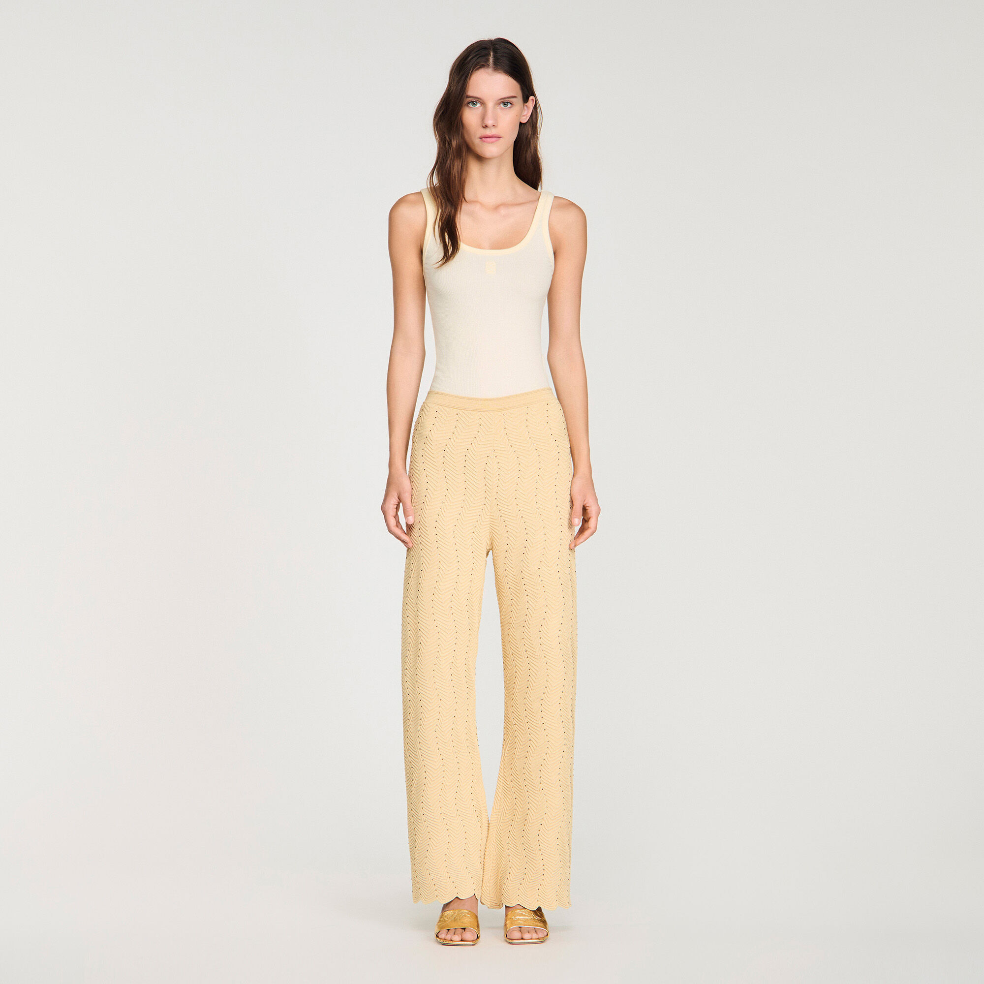 Pantalones de punto con brillantes