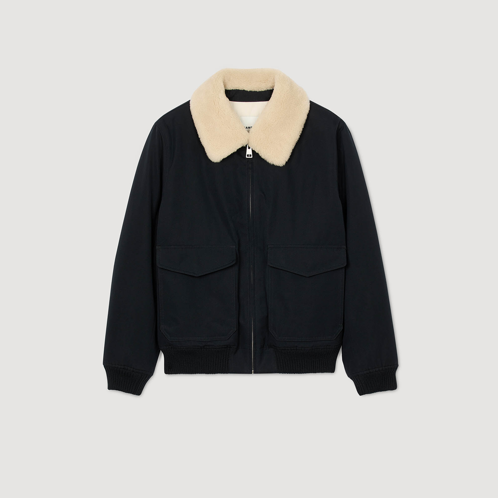 Chaqueta de aviador con cuello desmontable