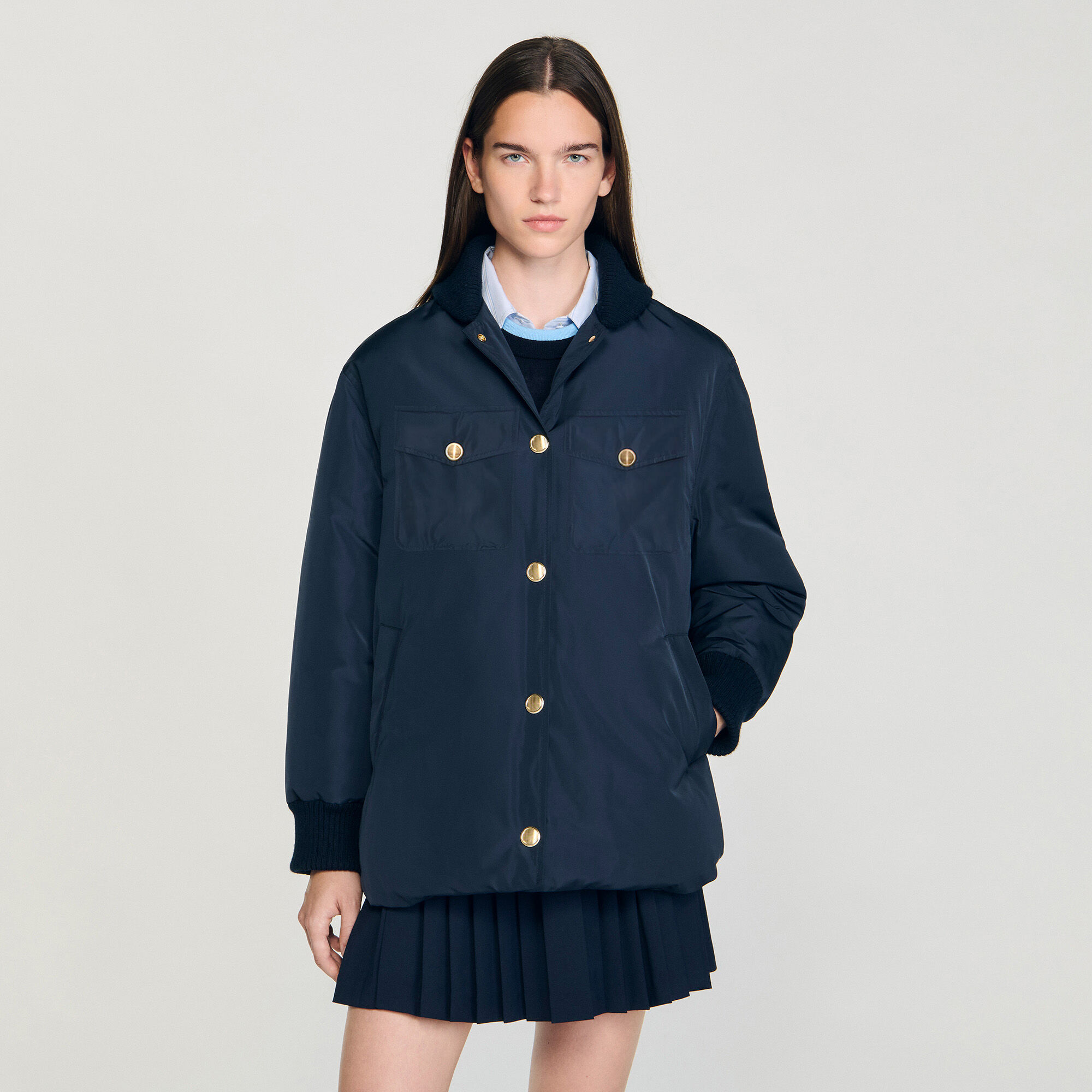 Chaqueta acolchada con cuello de osito