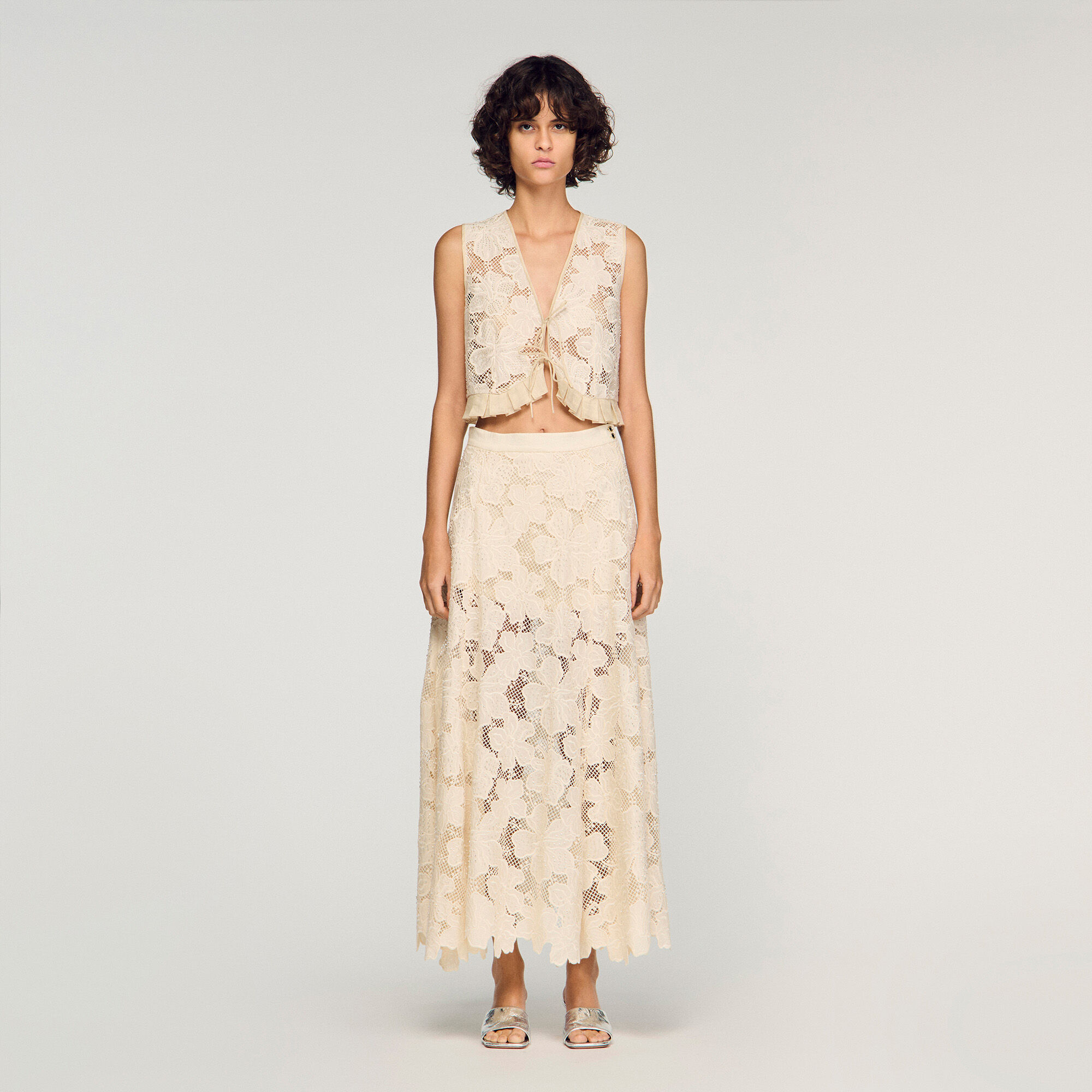 Falda maxi de guipur