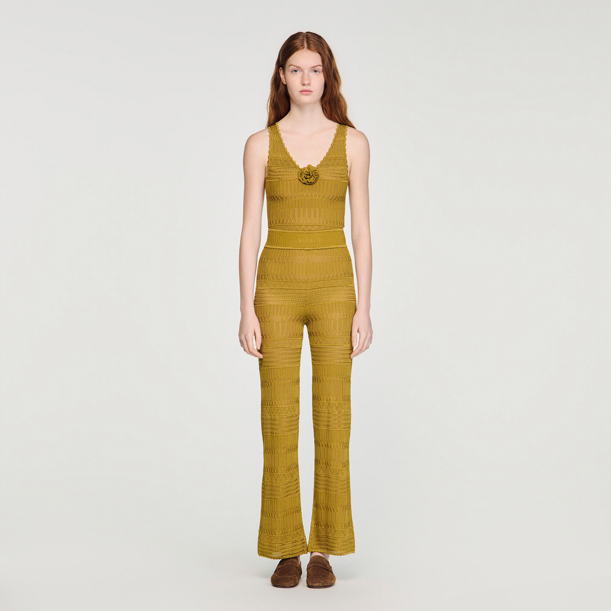 Pantalones de punto pointelle