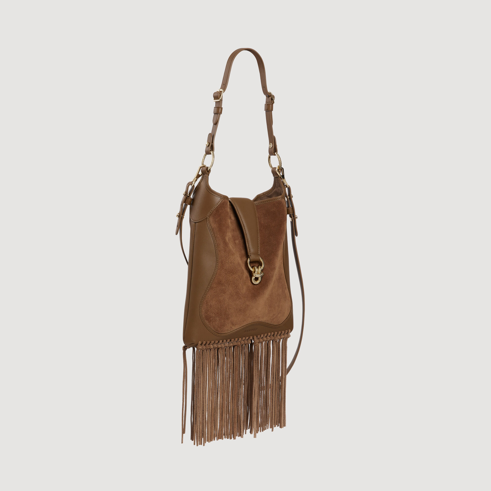 Bolso de cuero y ante con flecos