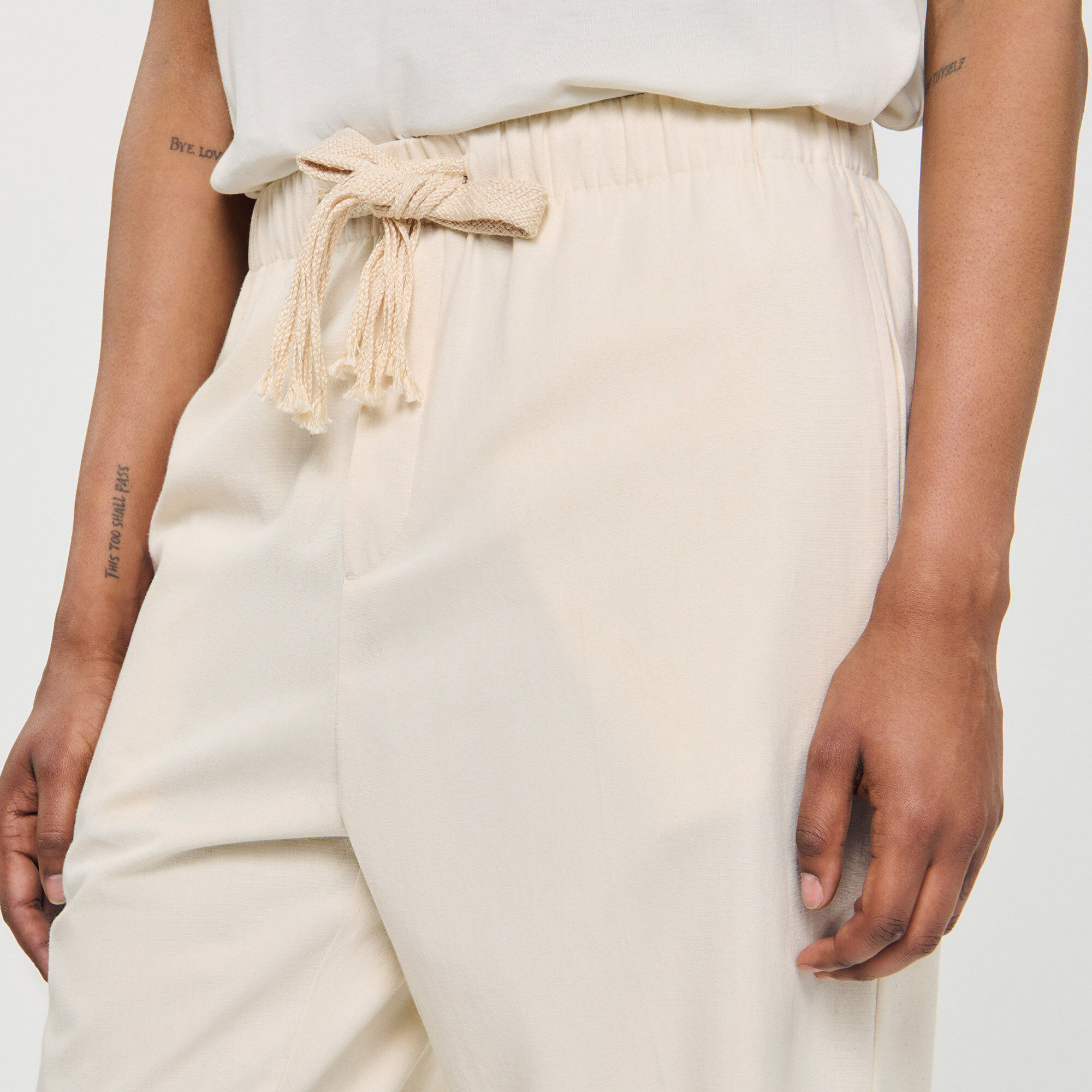 Pantalones de algodón elástico de pierna ancha