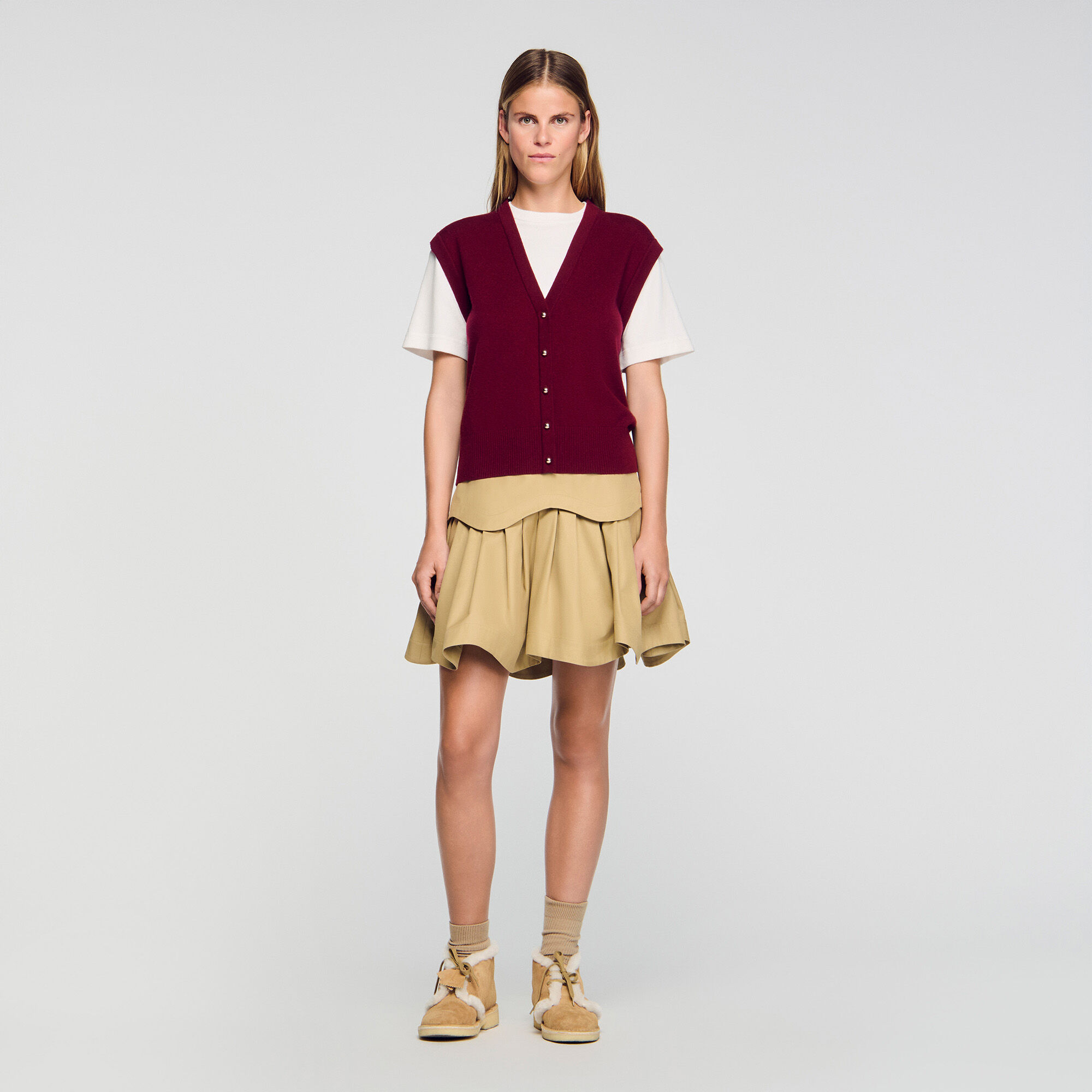 Sweater de lana y cashmere bicolor
