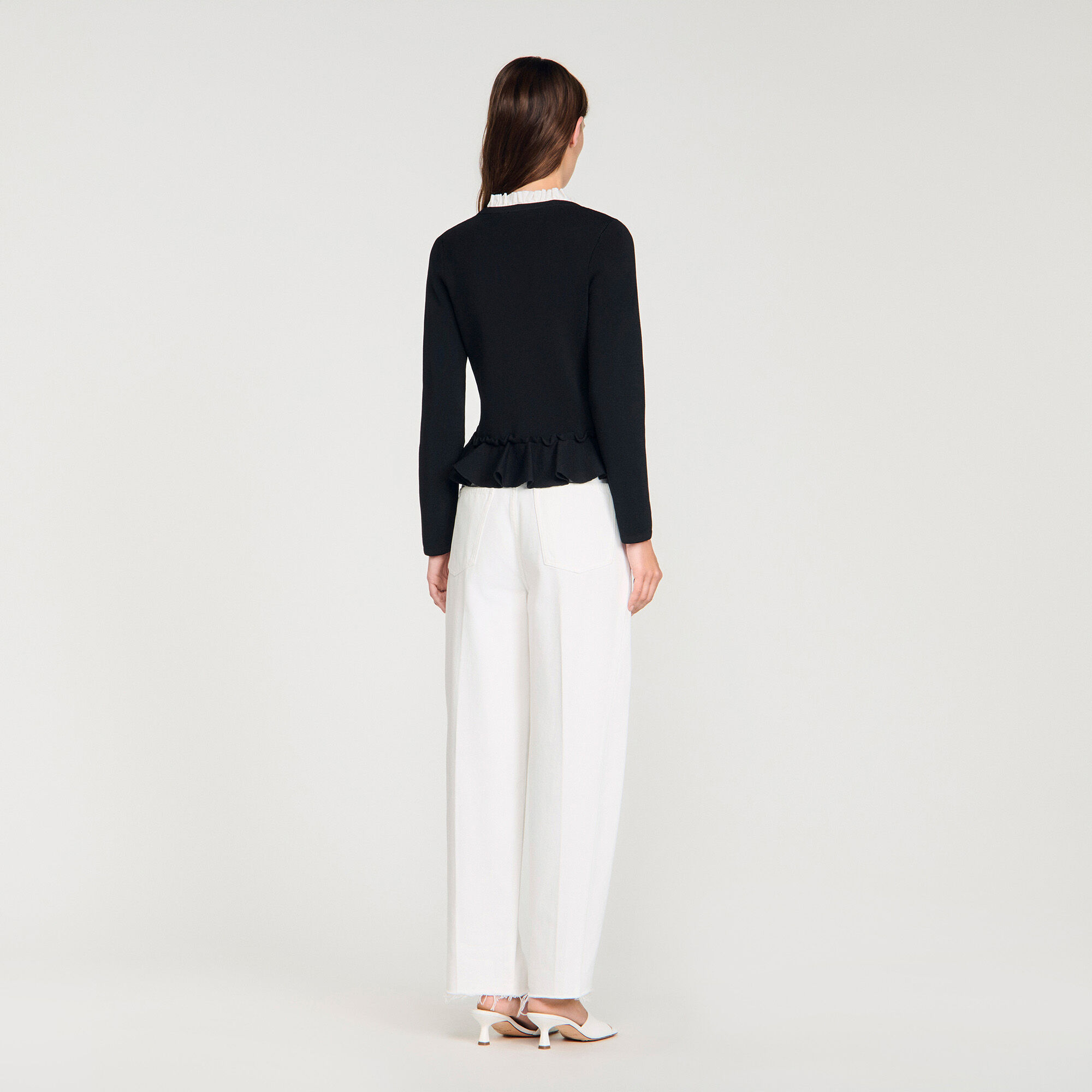 Cardigan con cuello desmontable y peplum