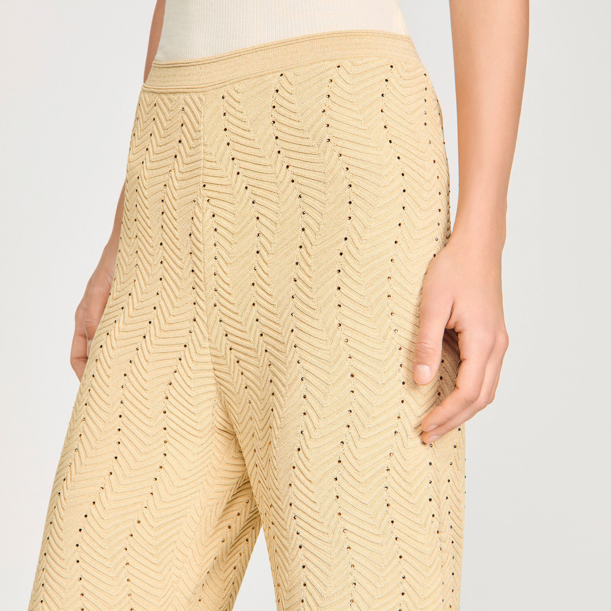 Pantalones de punto con brillantes