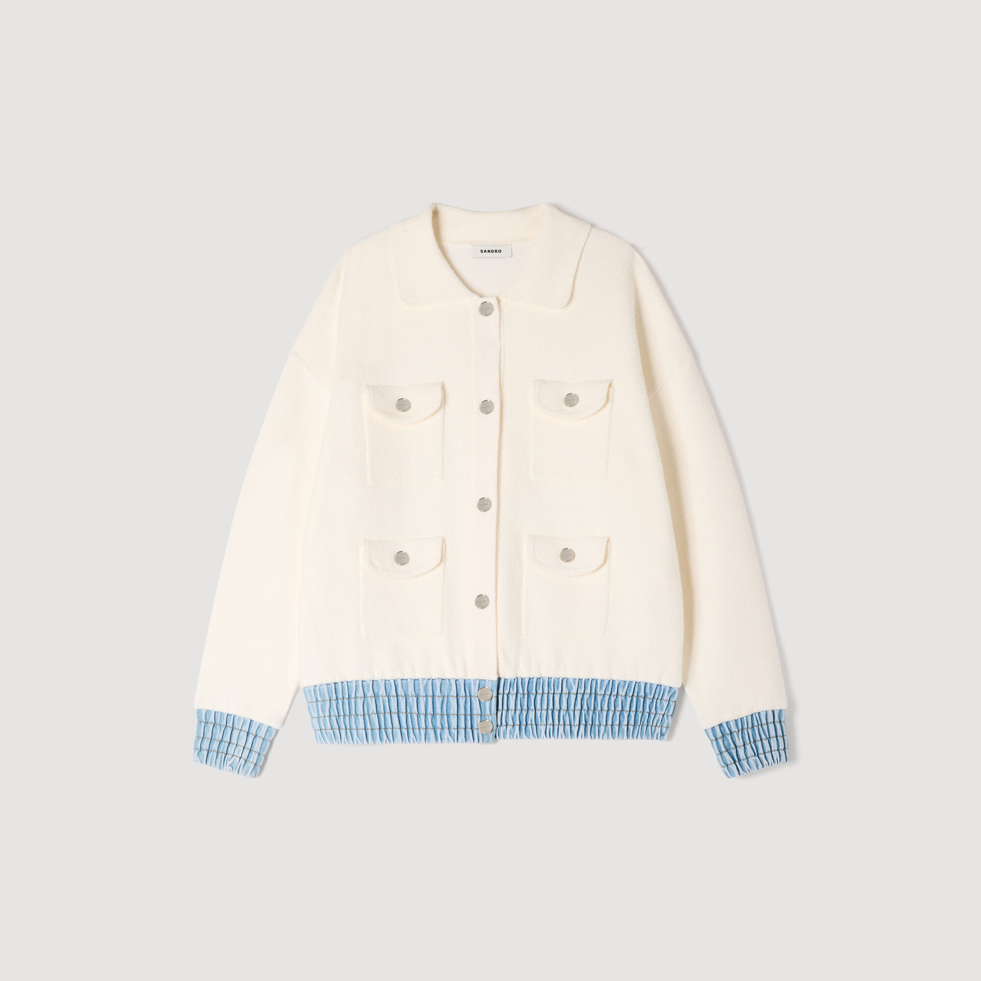 Cardigan con detalles de mezclilla