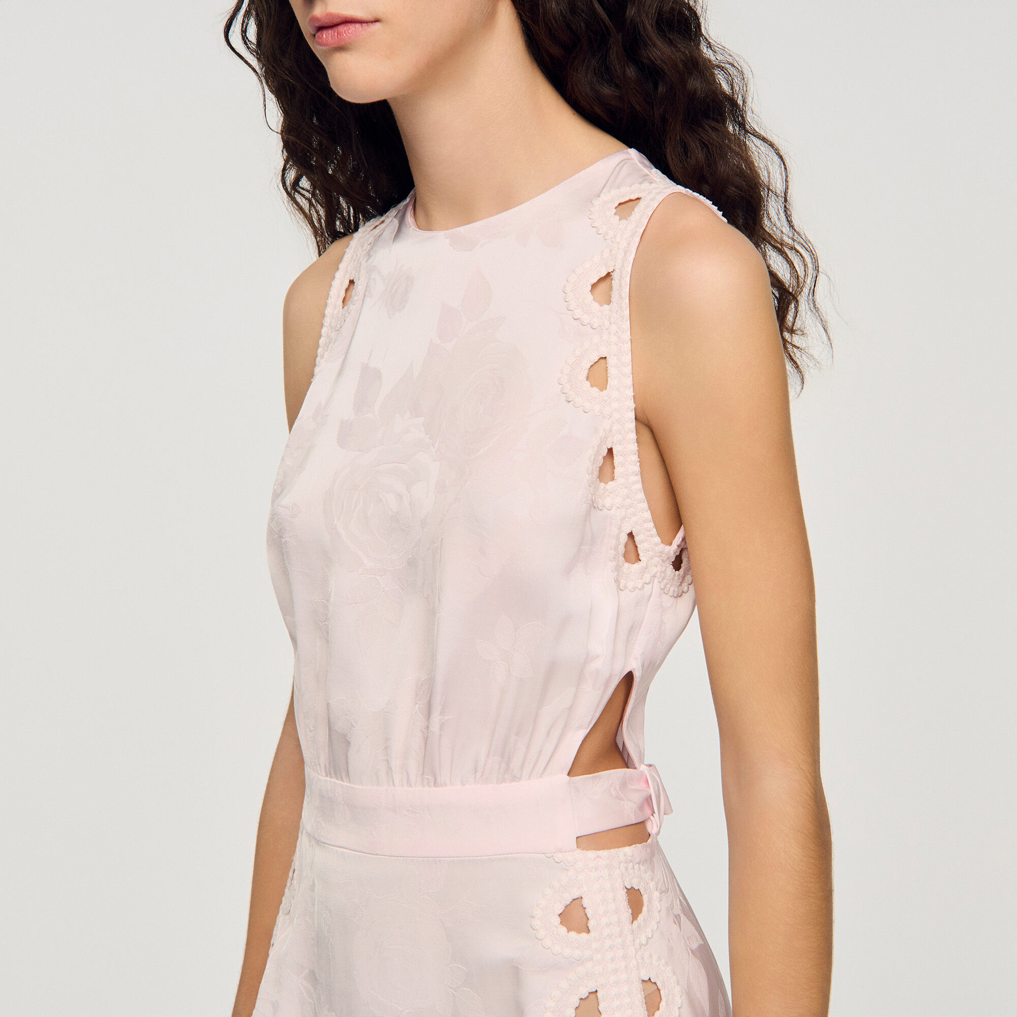 Vestido maxi jacquard de flores