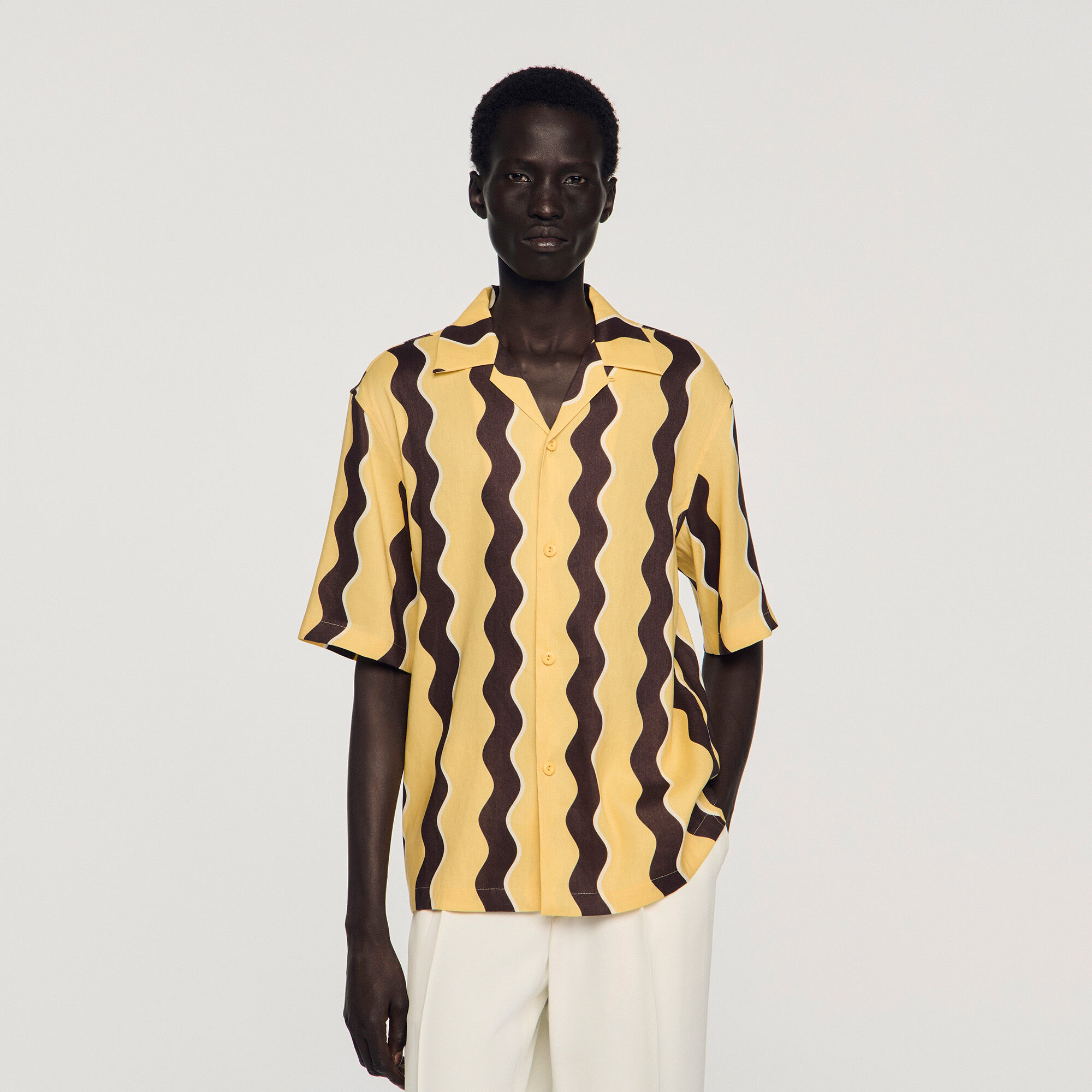 Camisa de lino estampada