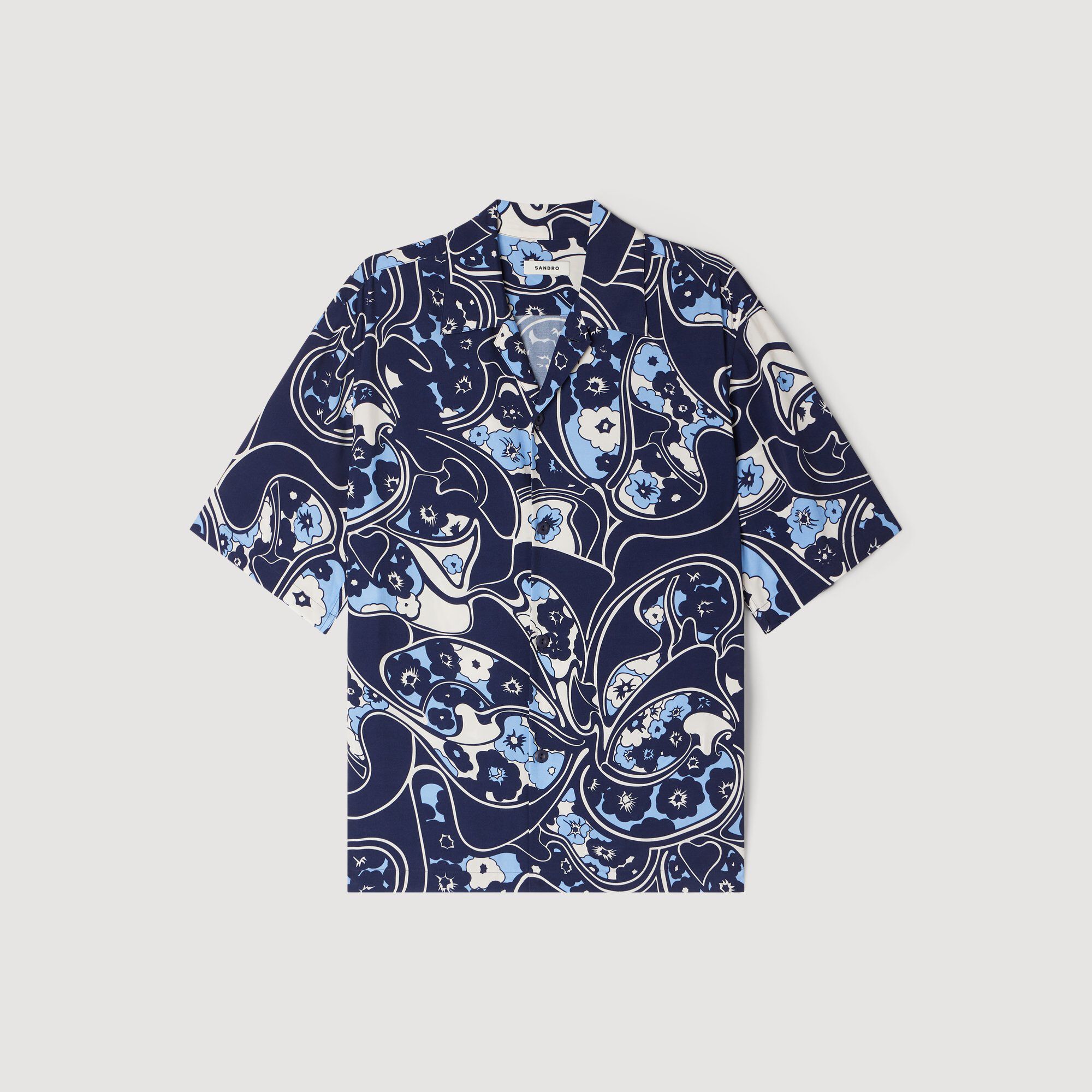 Camisa con estampado de cuello tiburón de corte suelto