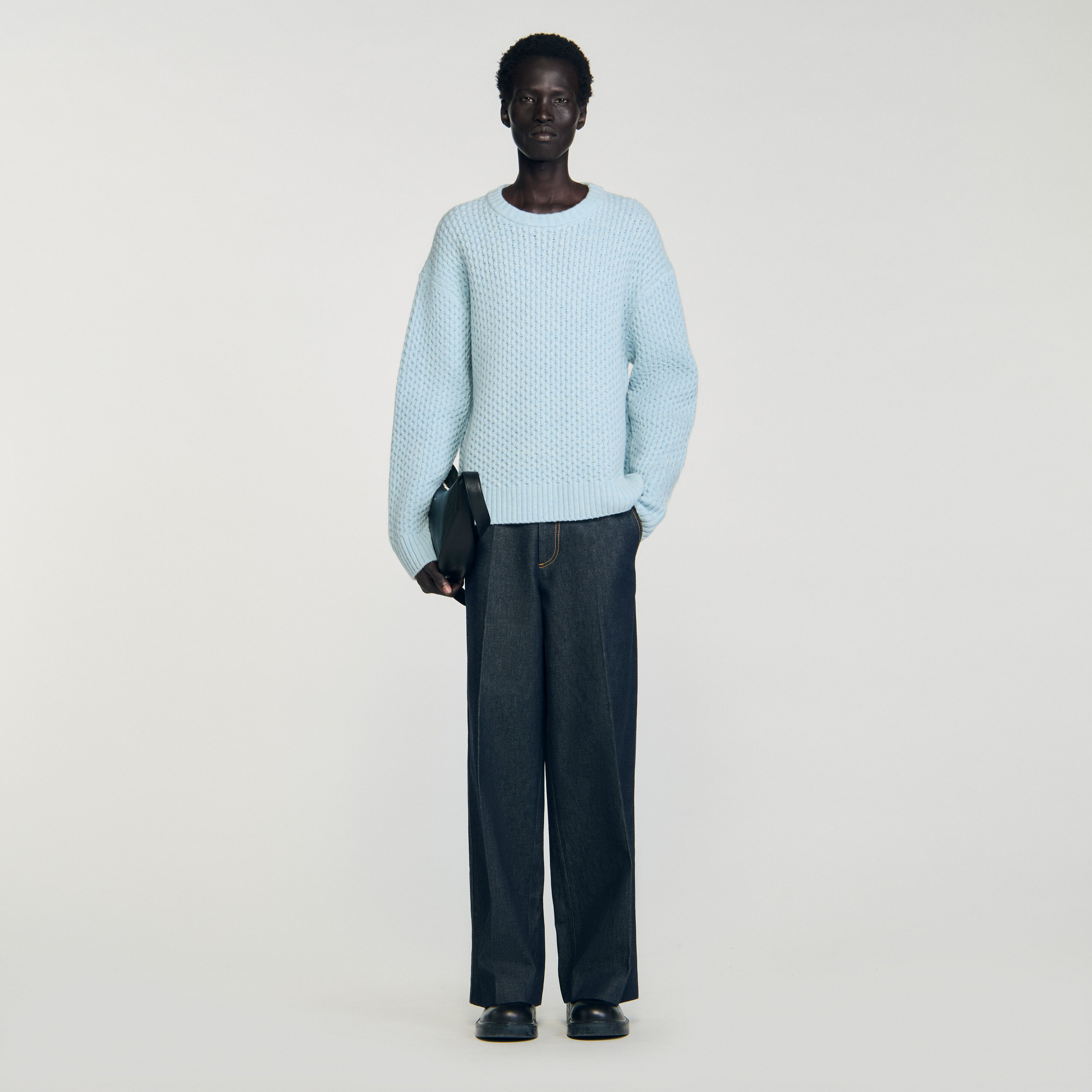 Sweater de lana con punto de panal