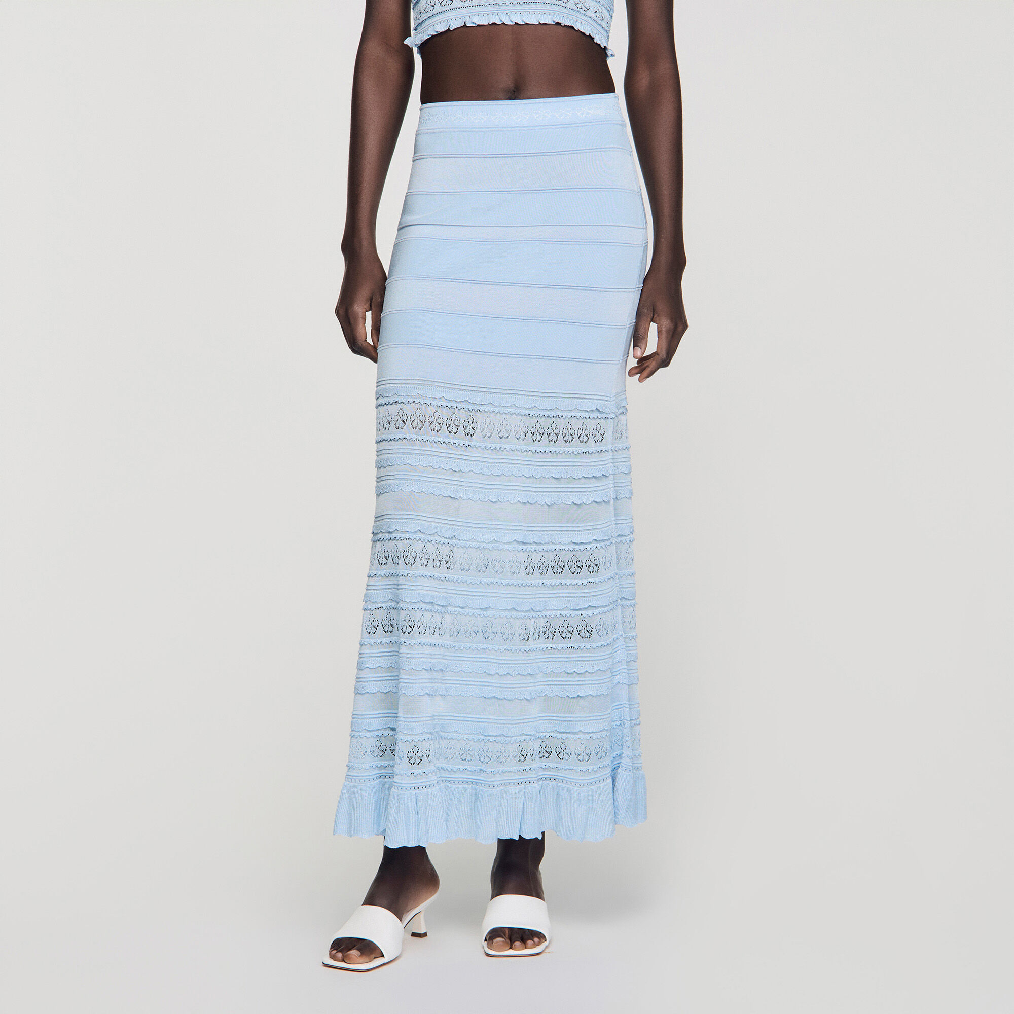 Falda maxi de punto pointelle