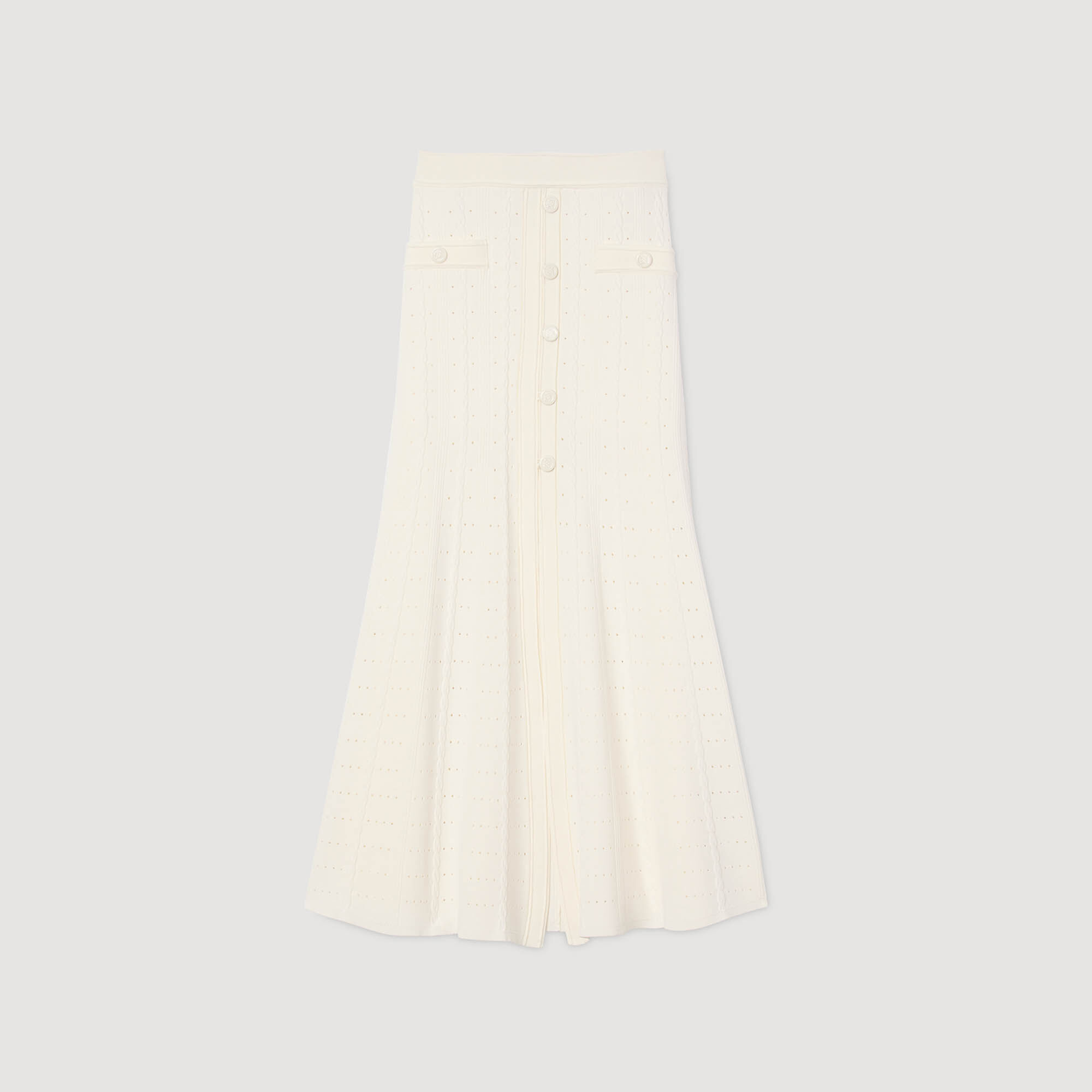 Falda midi de punto pointelle