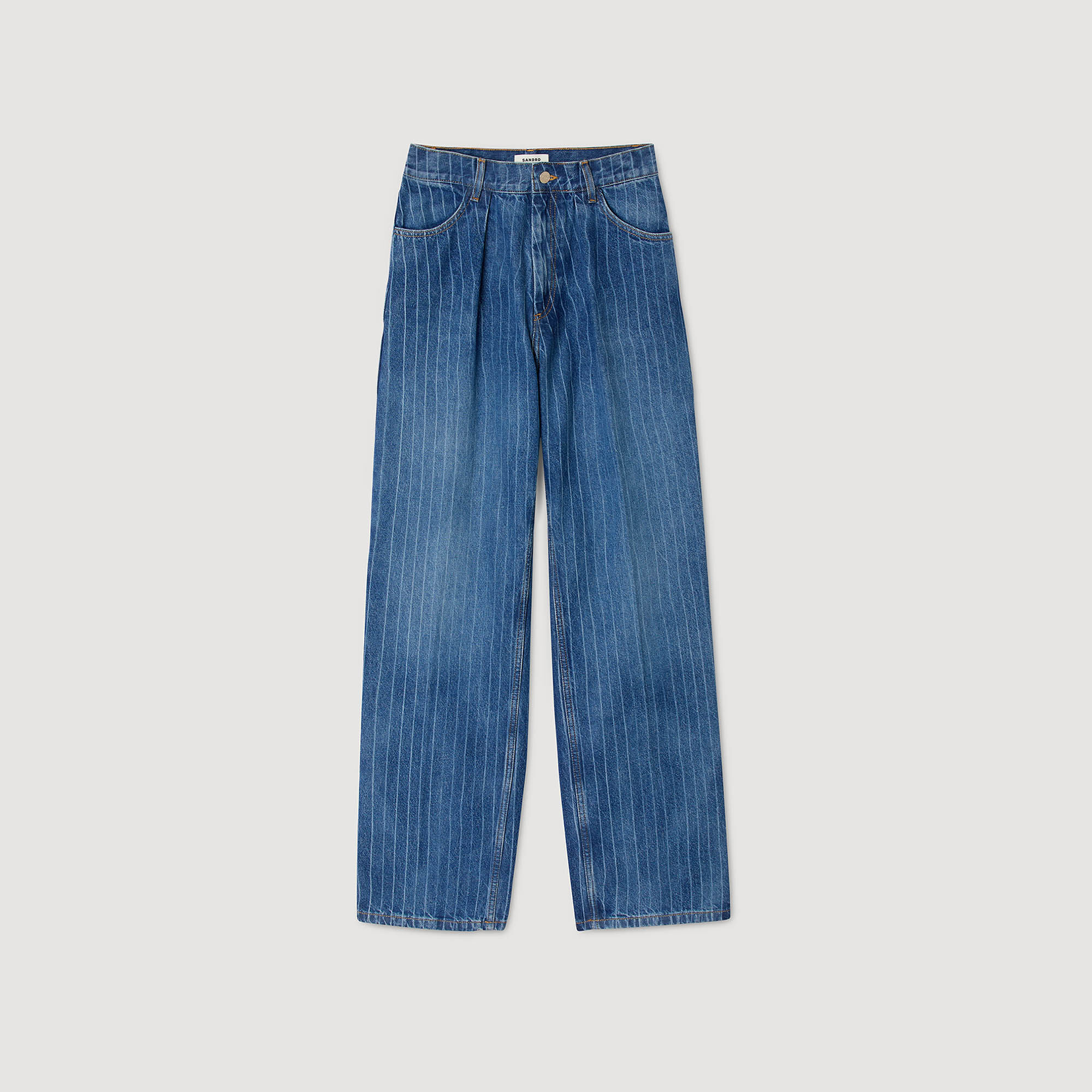 Pantalones vaqueros de pierna ancha con rayas