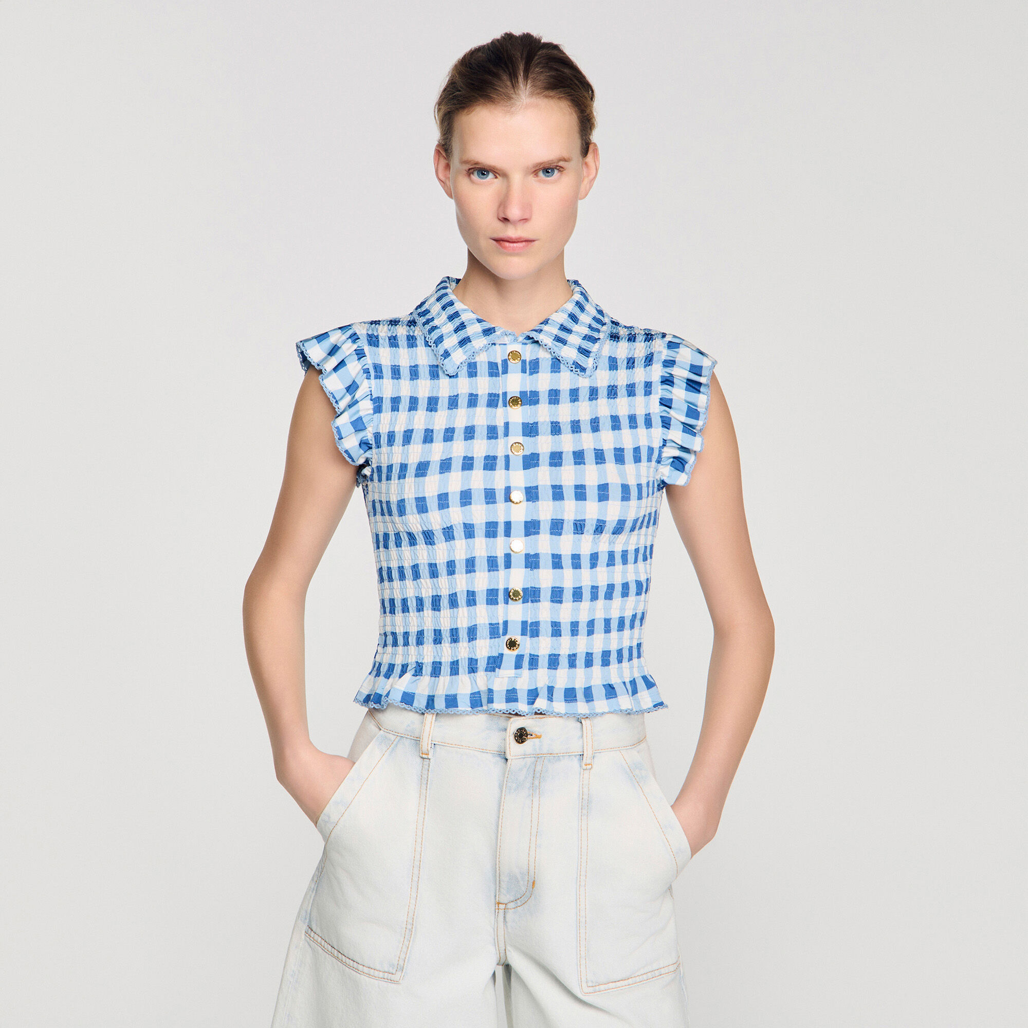 Camisa de cuadros con volantes