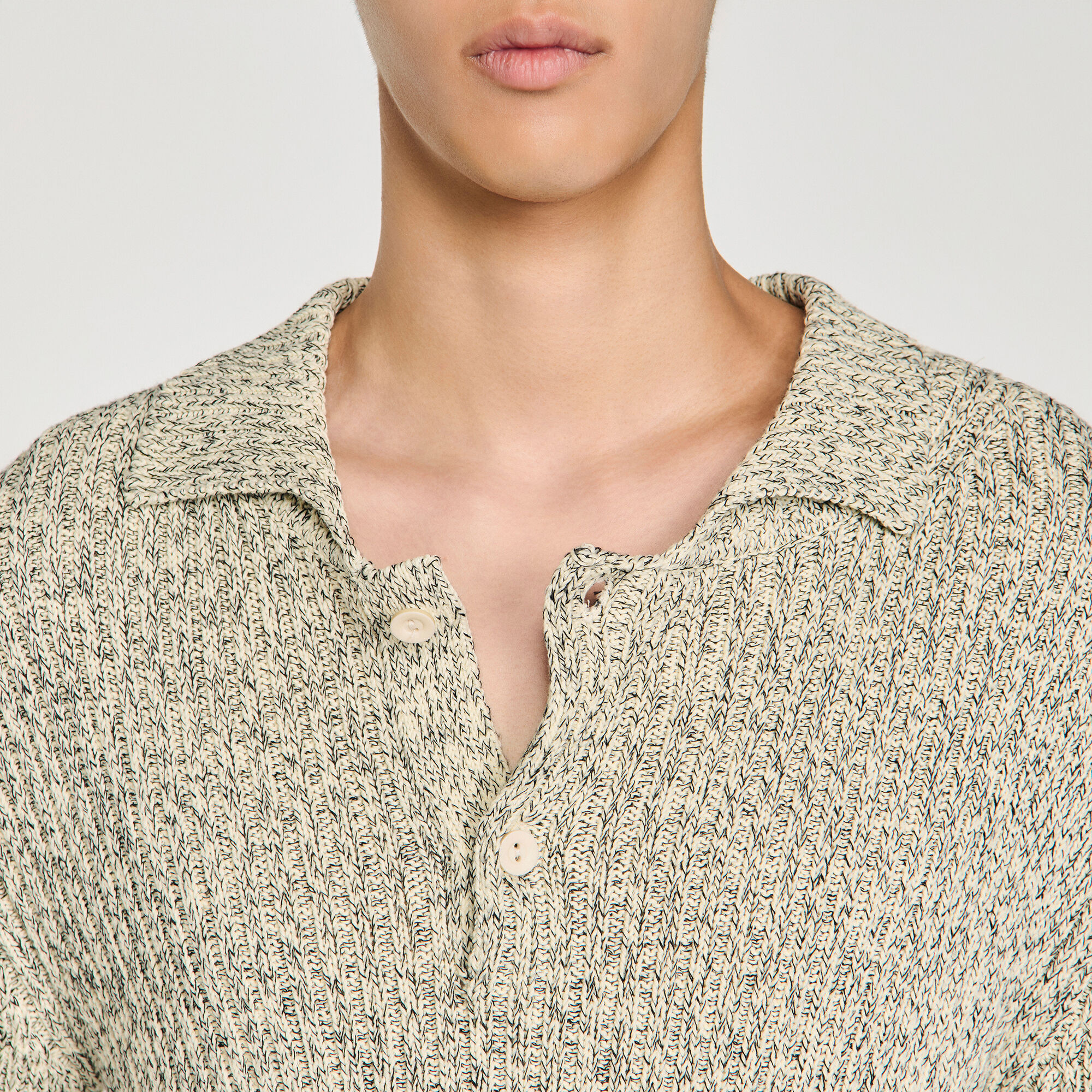 Camiseta de punto de algodón con efecto marled