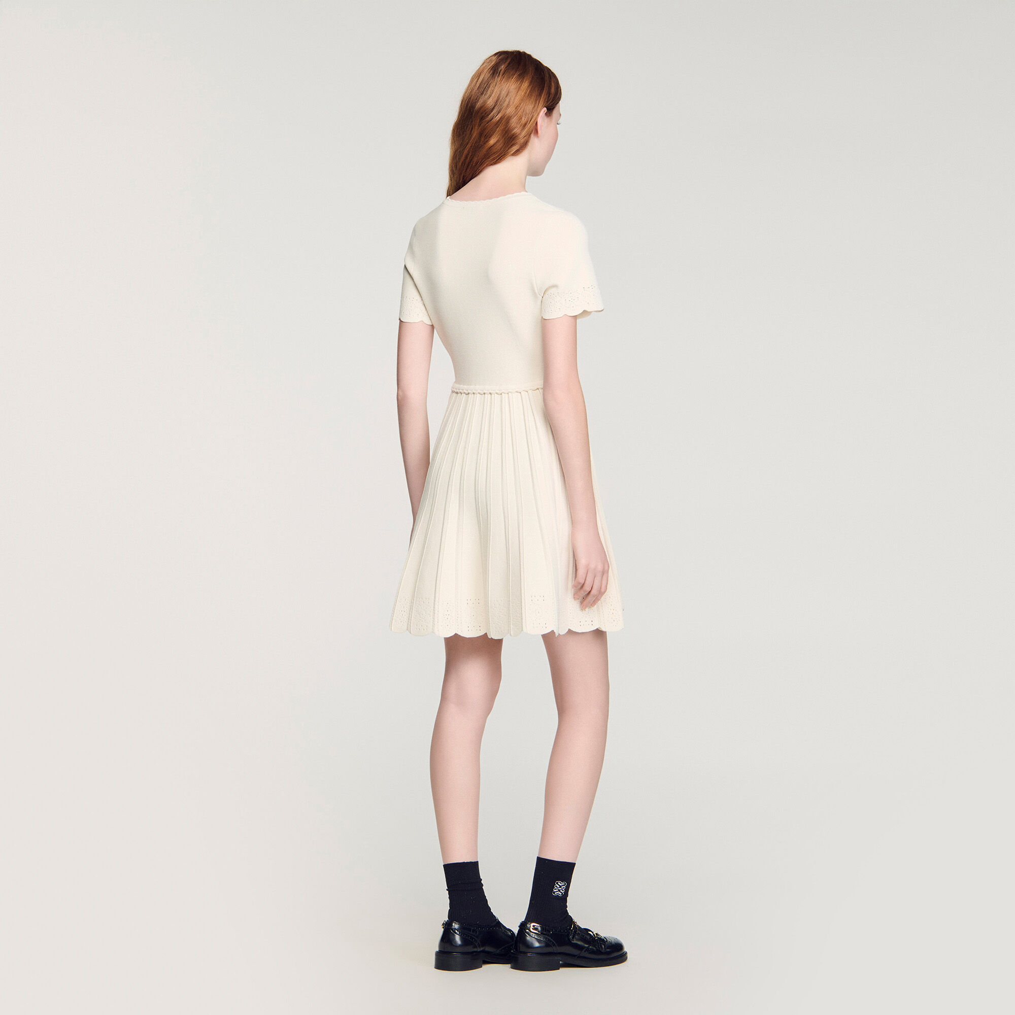 Vestido mini de punto pointelle
