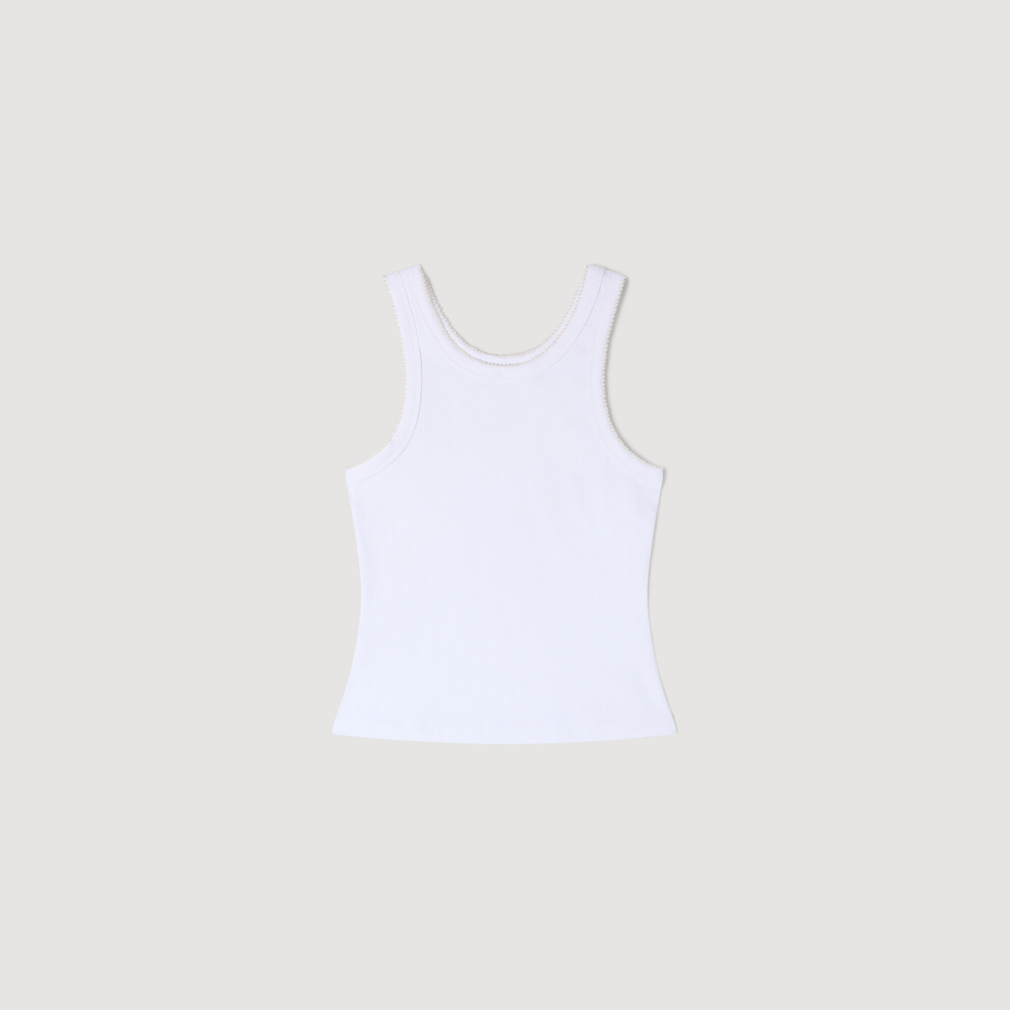 Top de chaleco con cuentas y ribetes