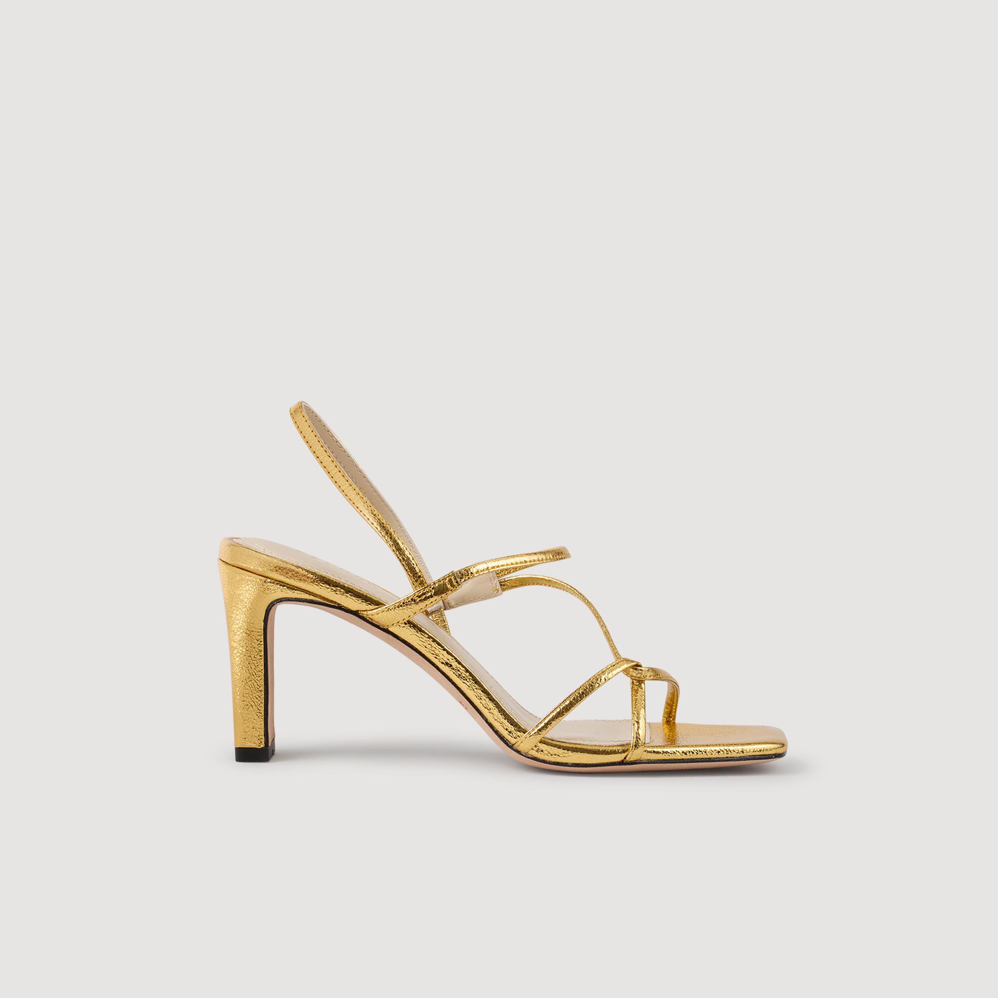 Sandalias de cuero estampado