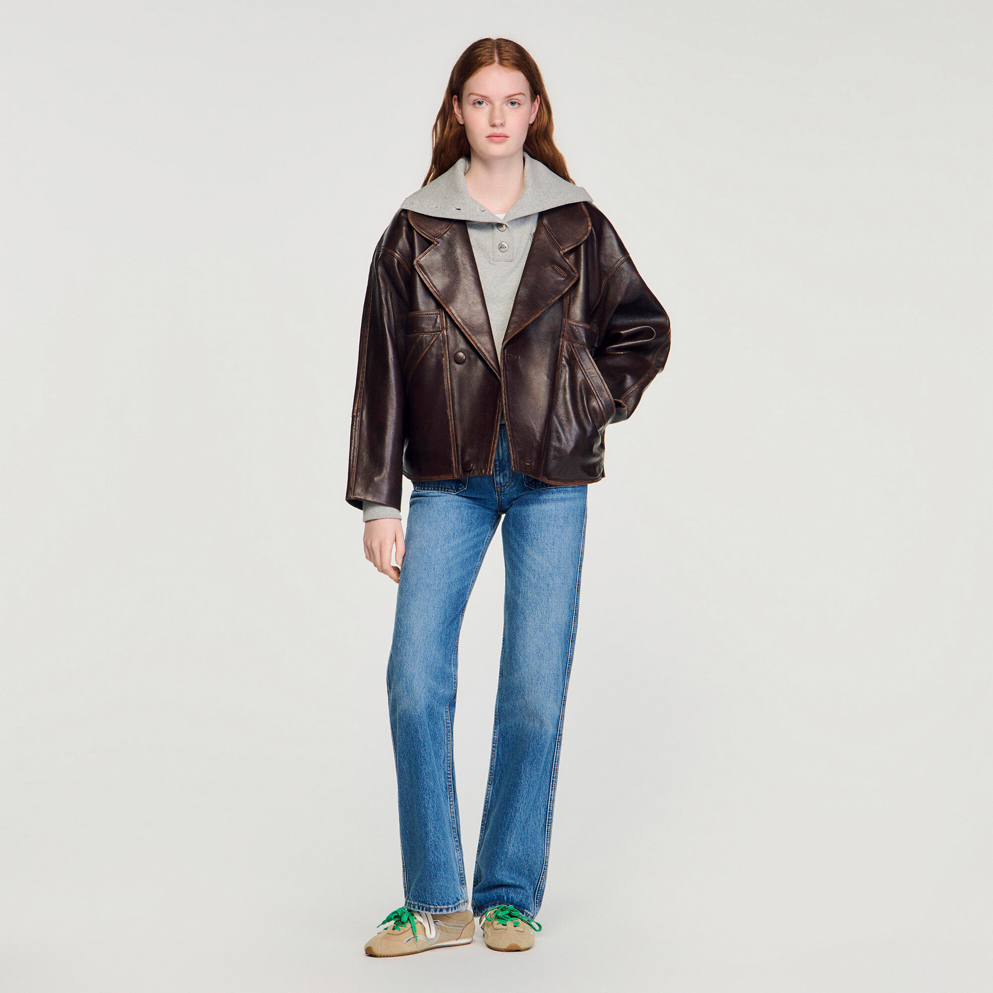 Chaqueta de cuero oversize