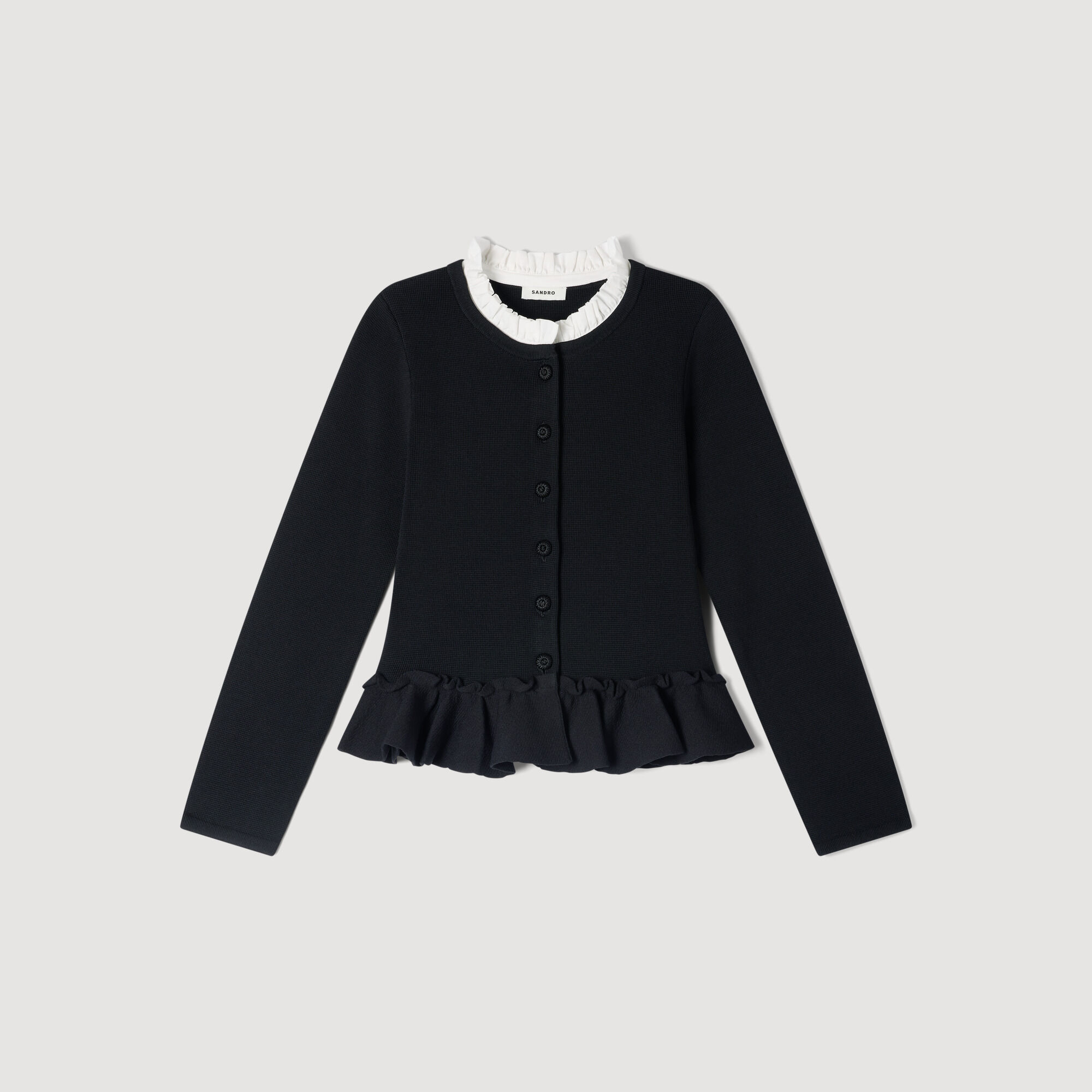 Cardigan con cuello desmontable y peplum
