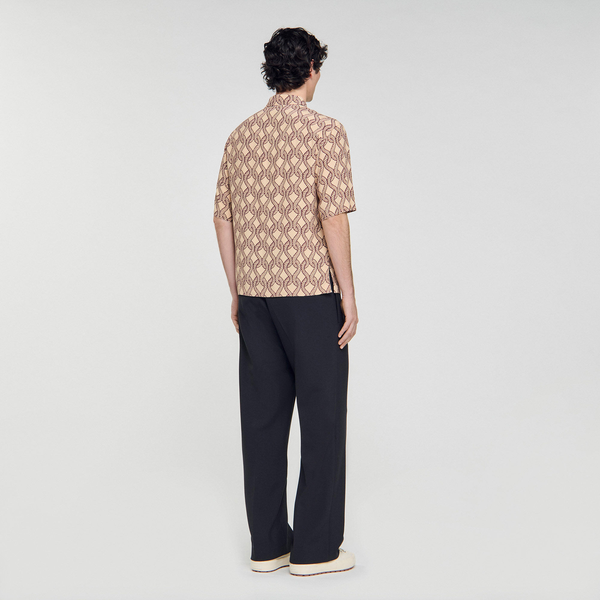 Camisa con estampado de cuerda de corte suelto