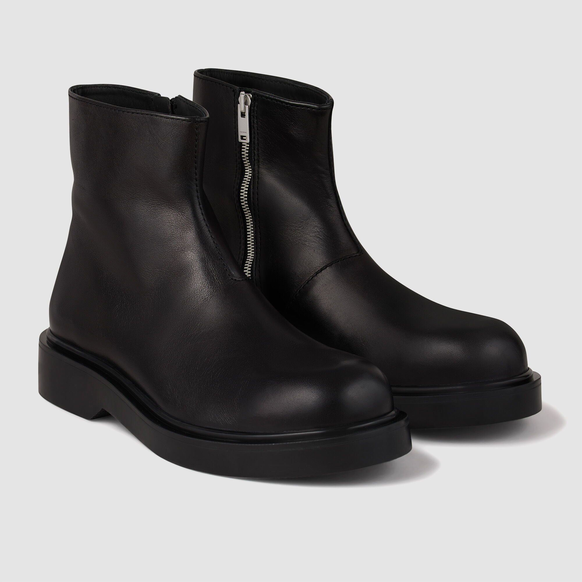 Botas de tobillo de cuero con cremallera