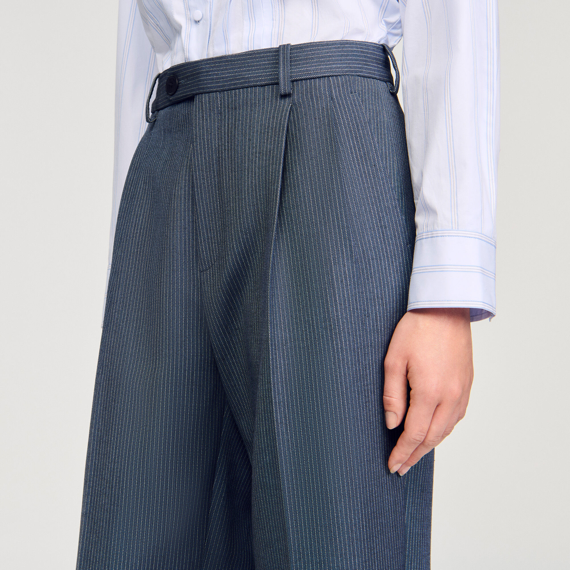 Pantalones de corte ancho con rayas