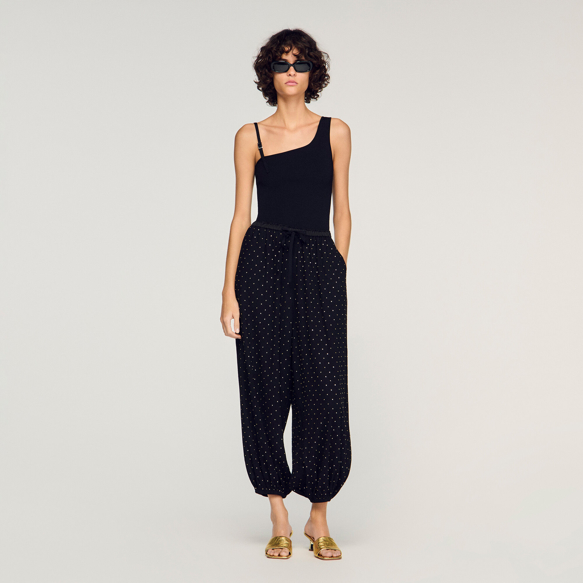 Pantalones de talle alto con cristales