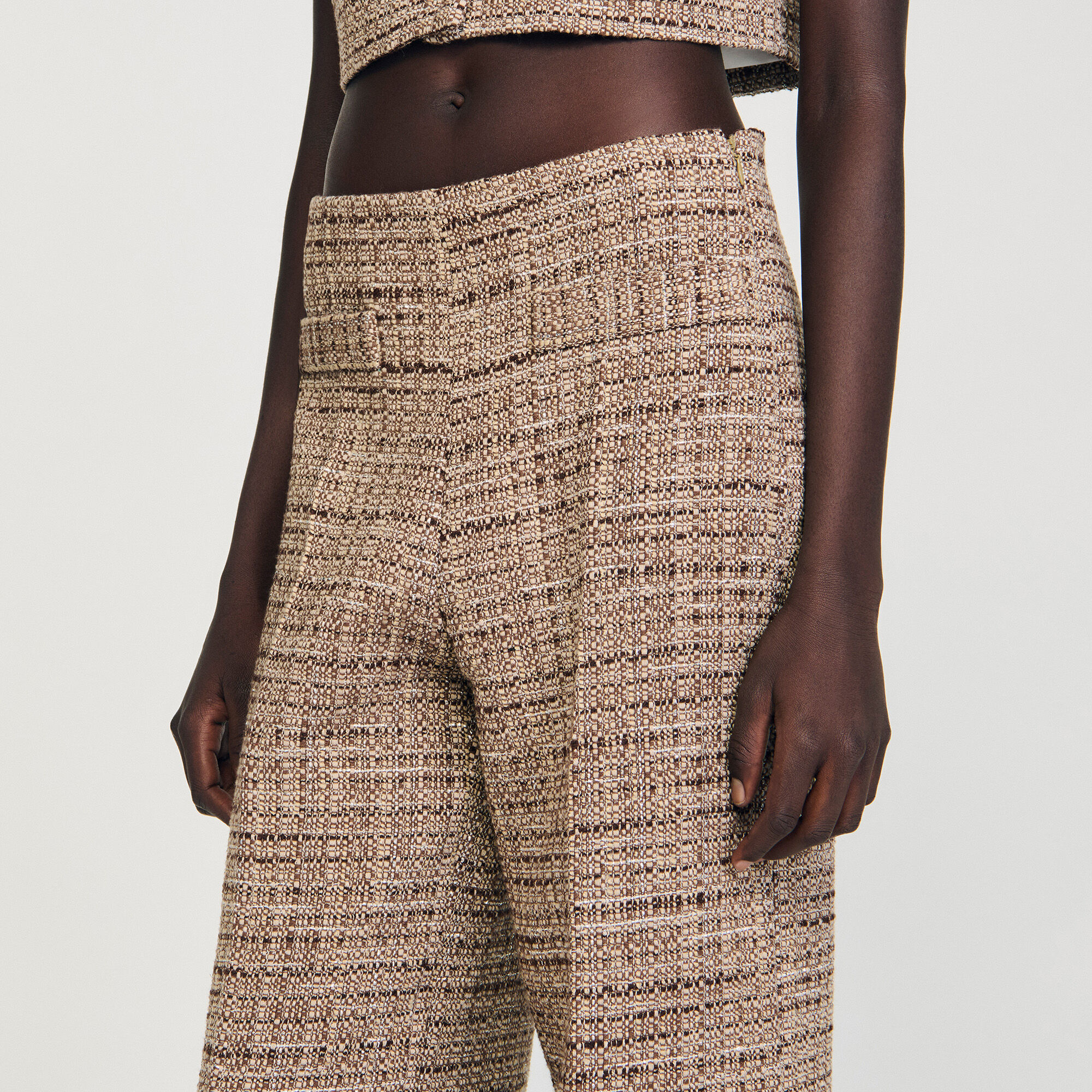Pantalones de tweed decorativos
