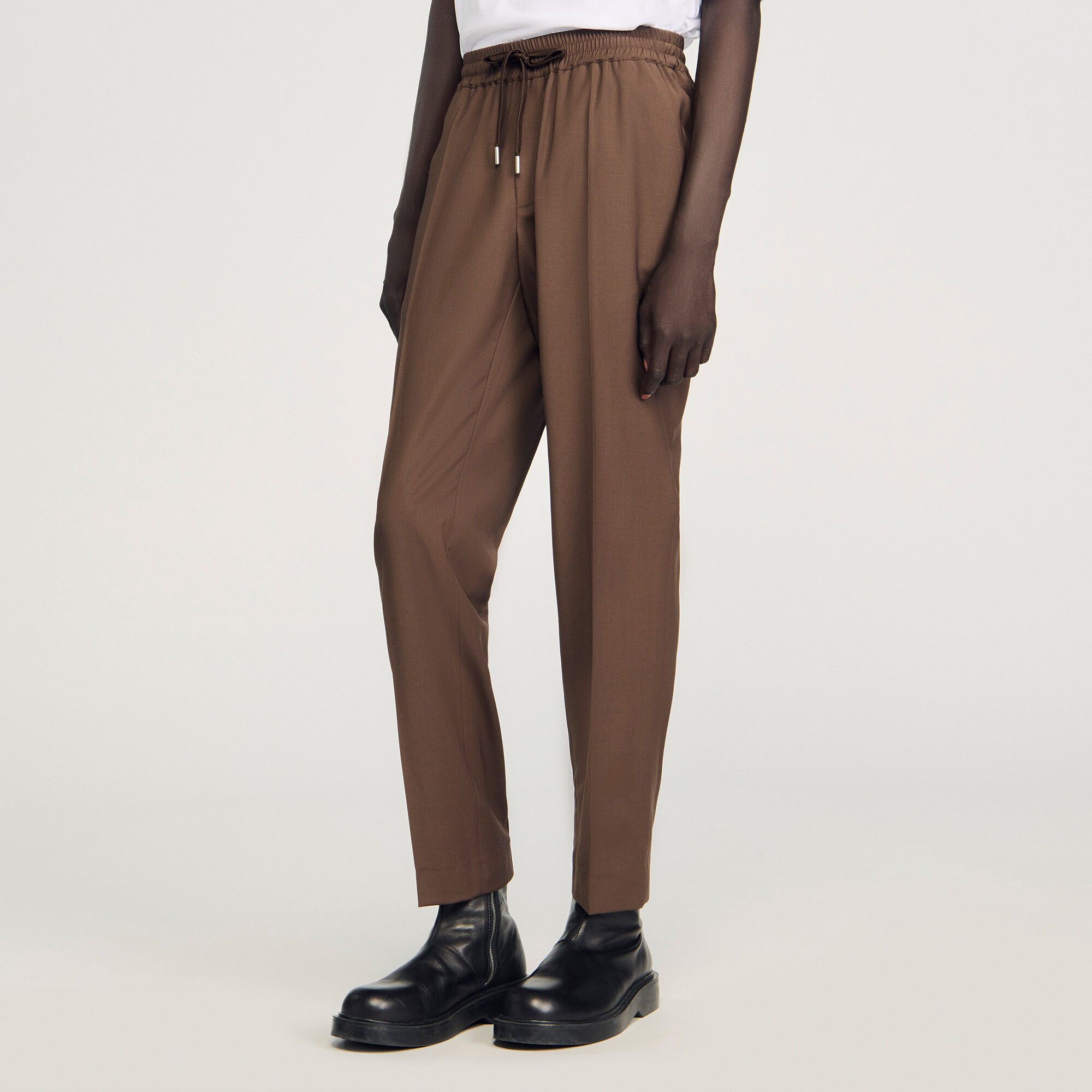 Pantalones de pierna recta elástica