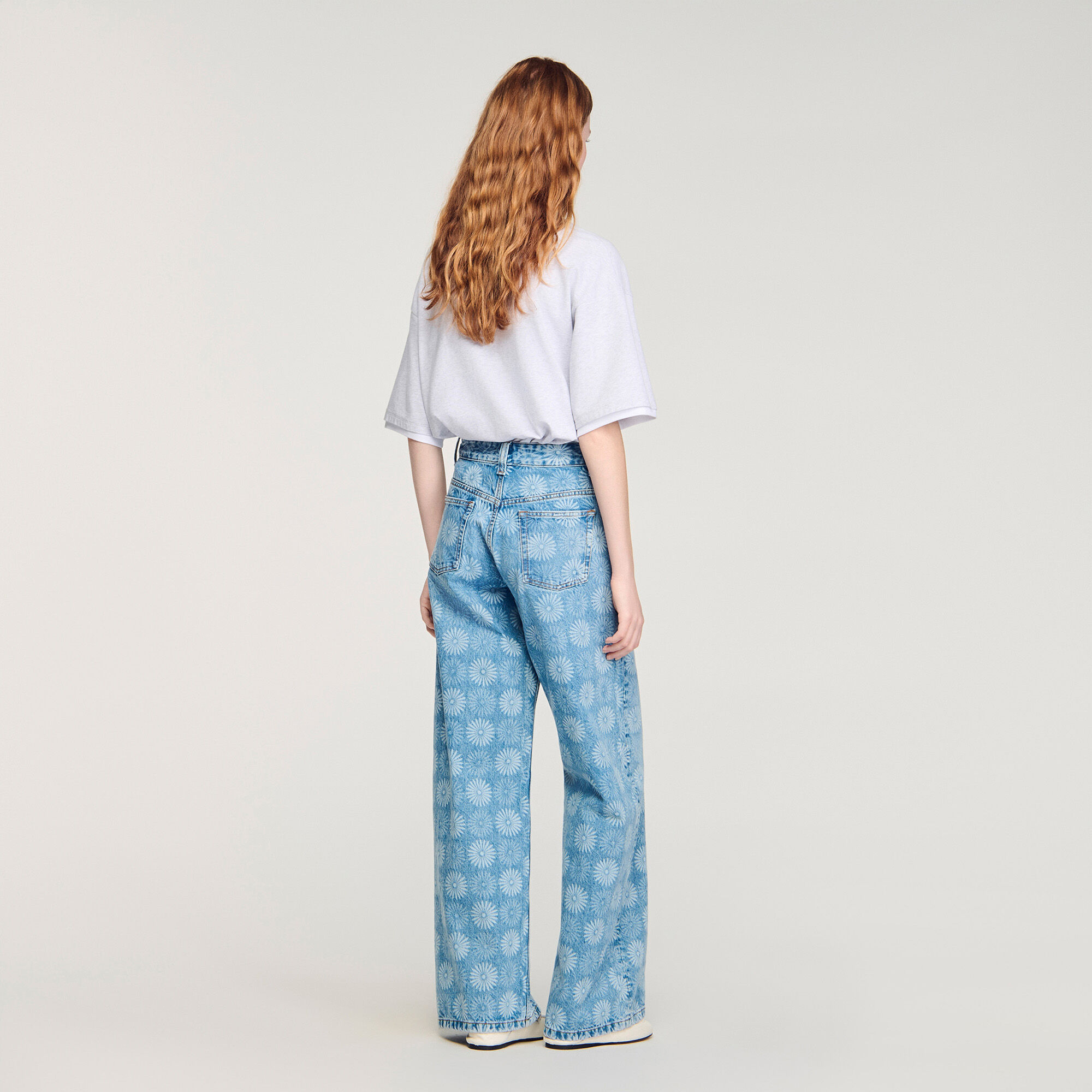 Pantalones de pierna ancha con estampado floral