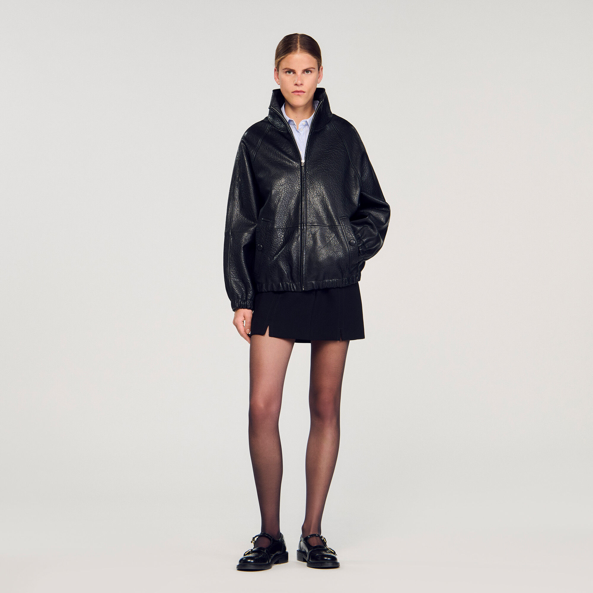 Chaqueta de cuero oversize