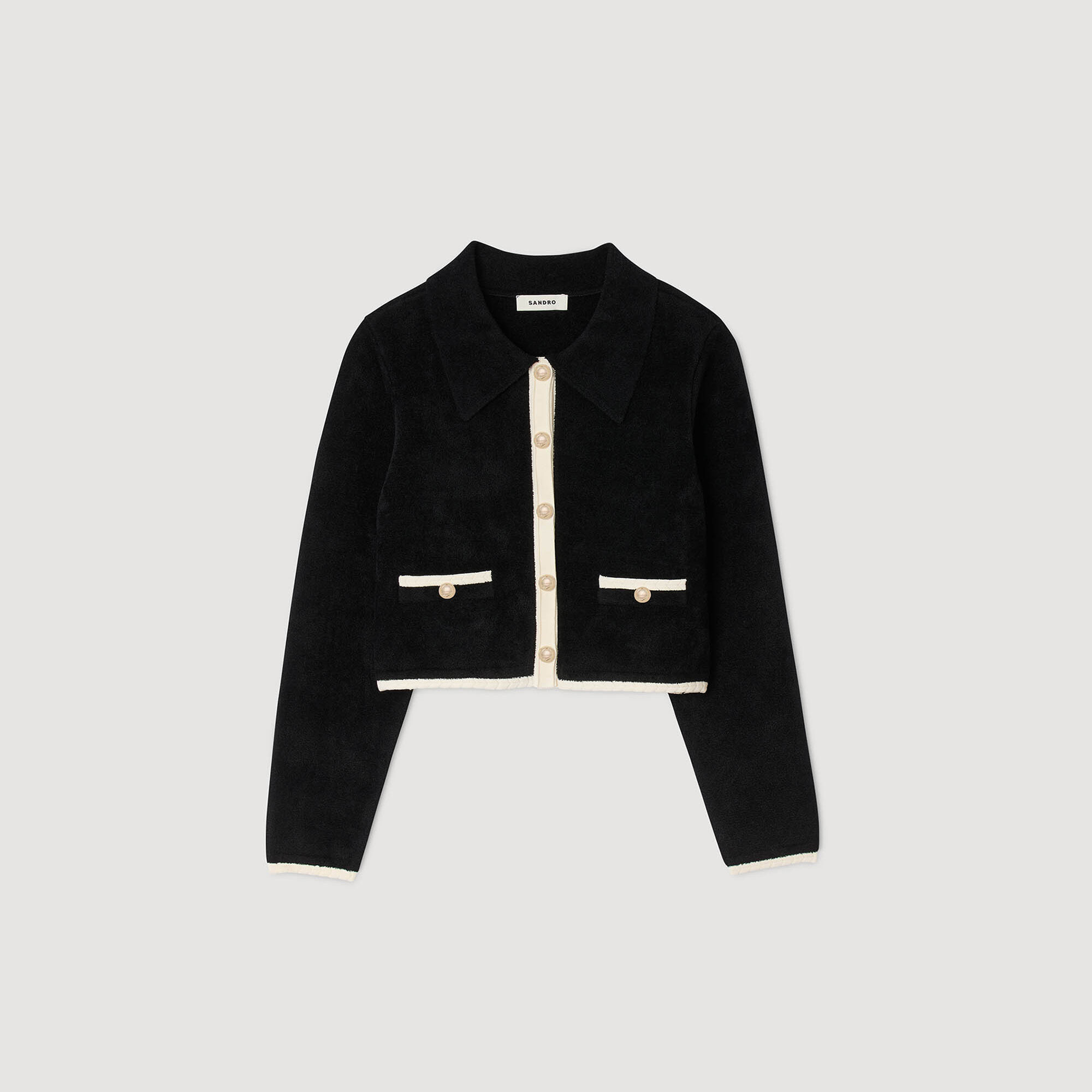 Cardigan de cuello de camisa bicolor