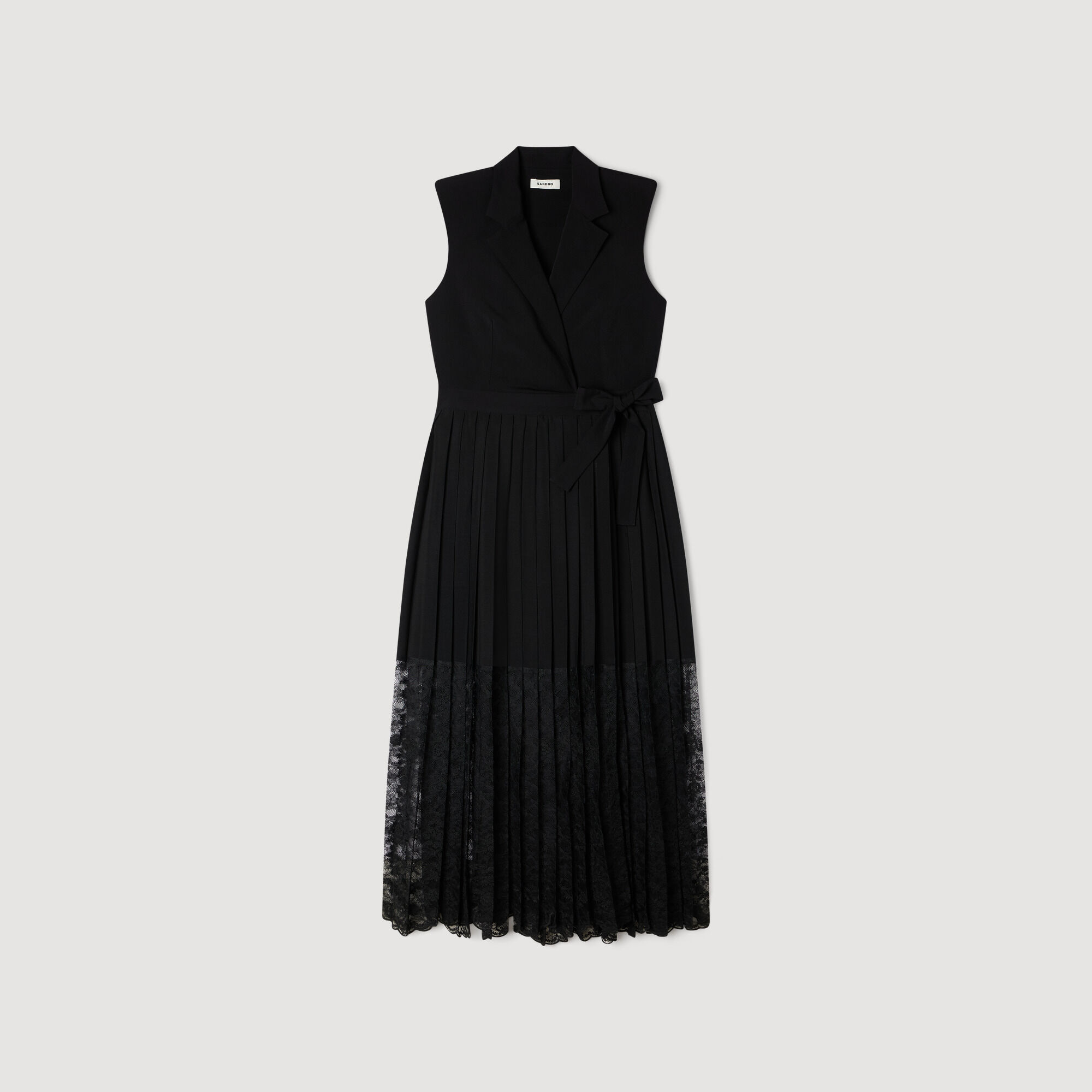 Vestido midi con cuello de encaje