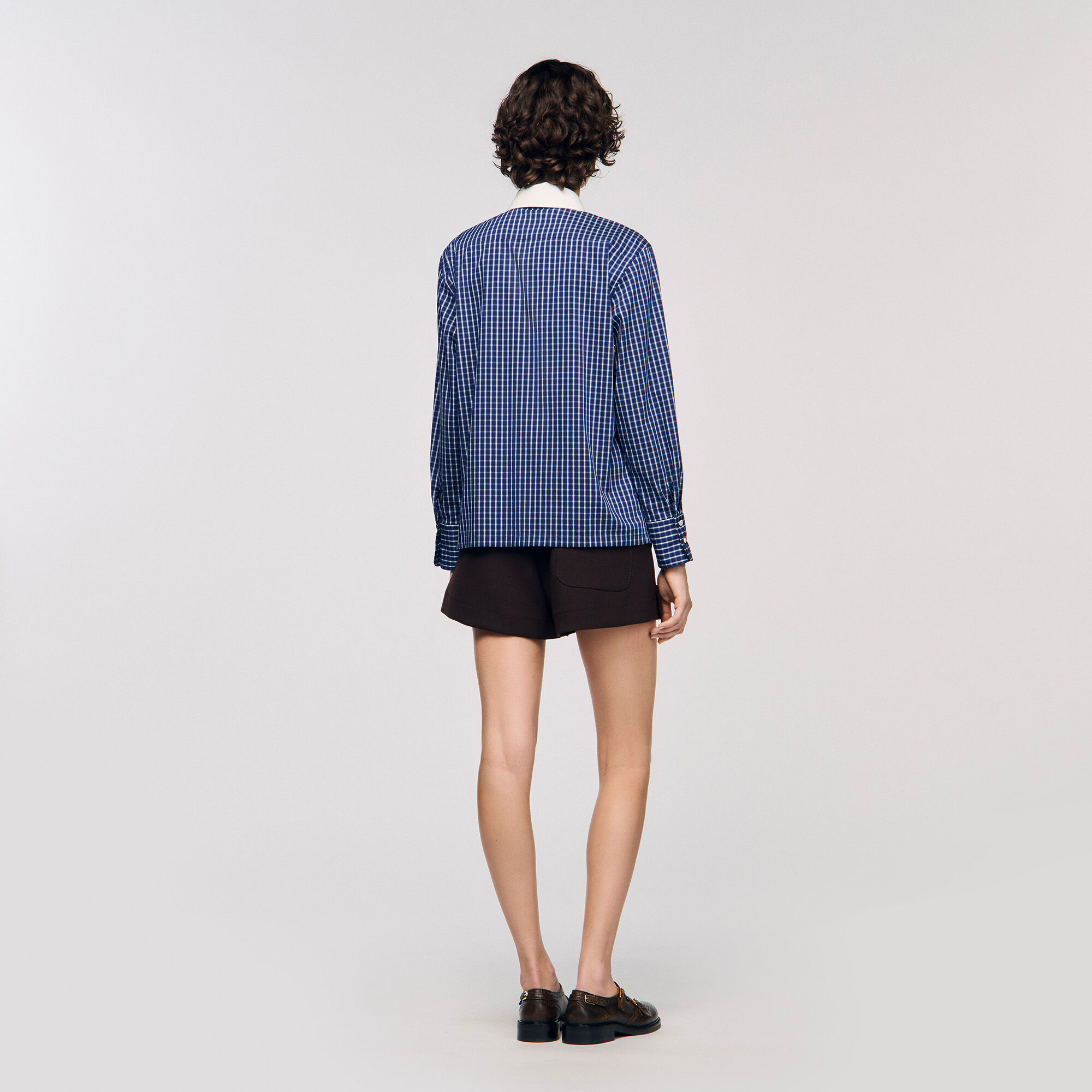 Camisa cuadros con corbata desmontable