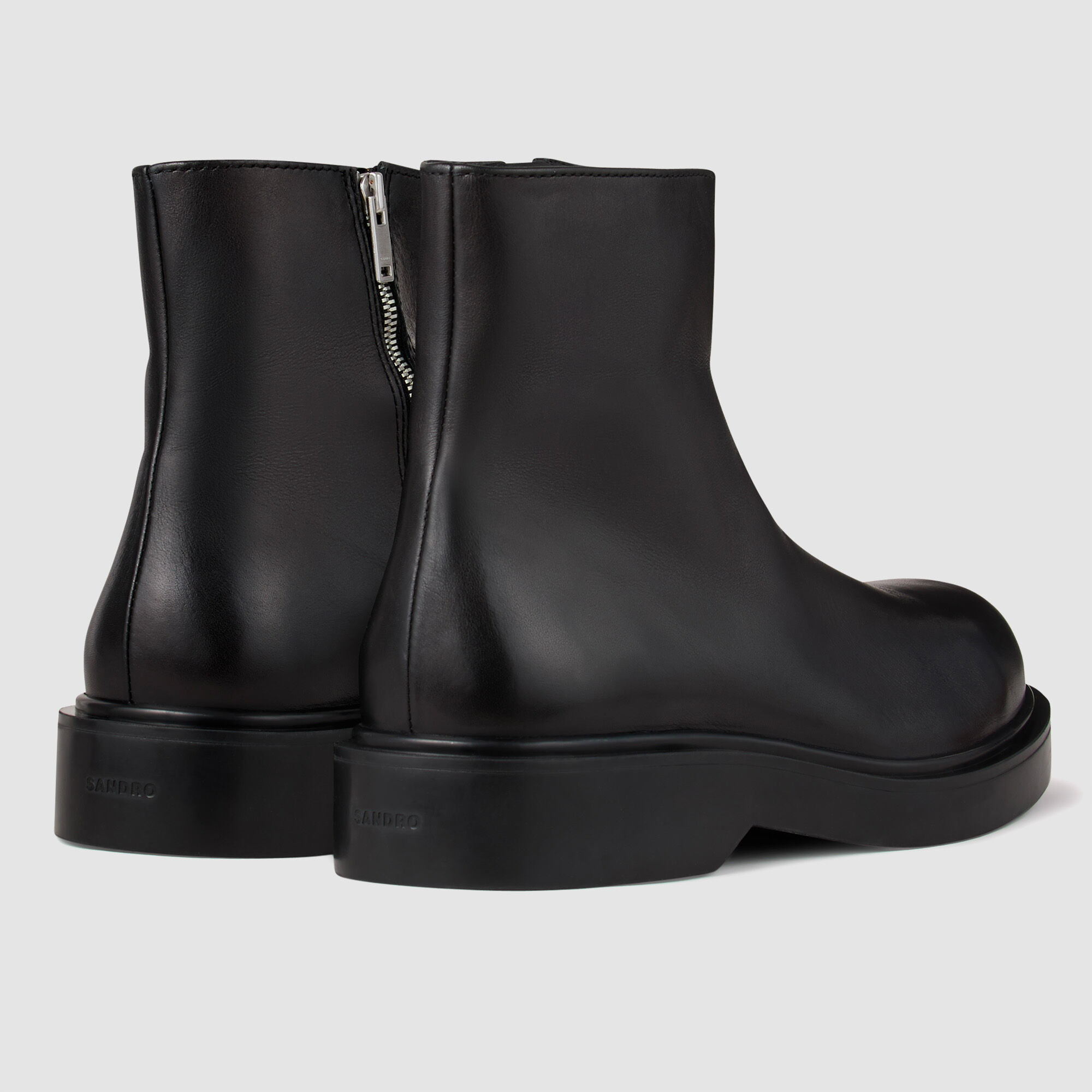 Botas de tobillo de cuero con cremallera