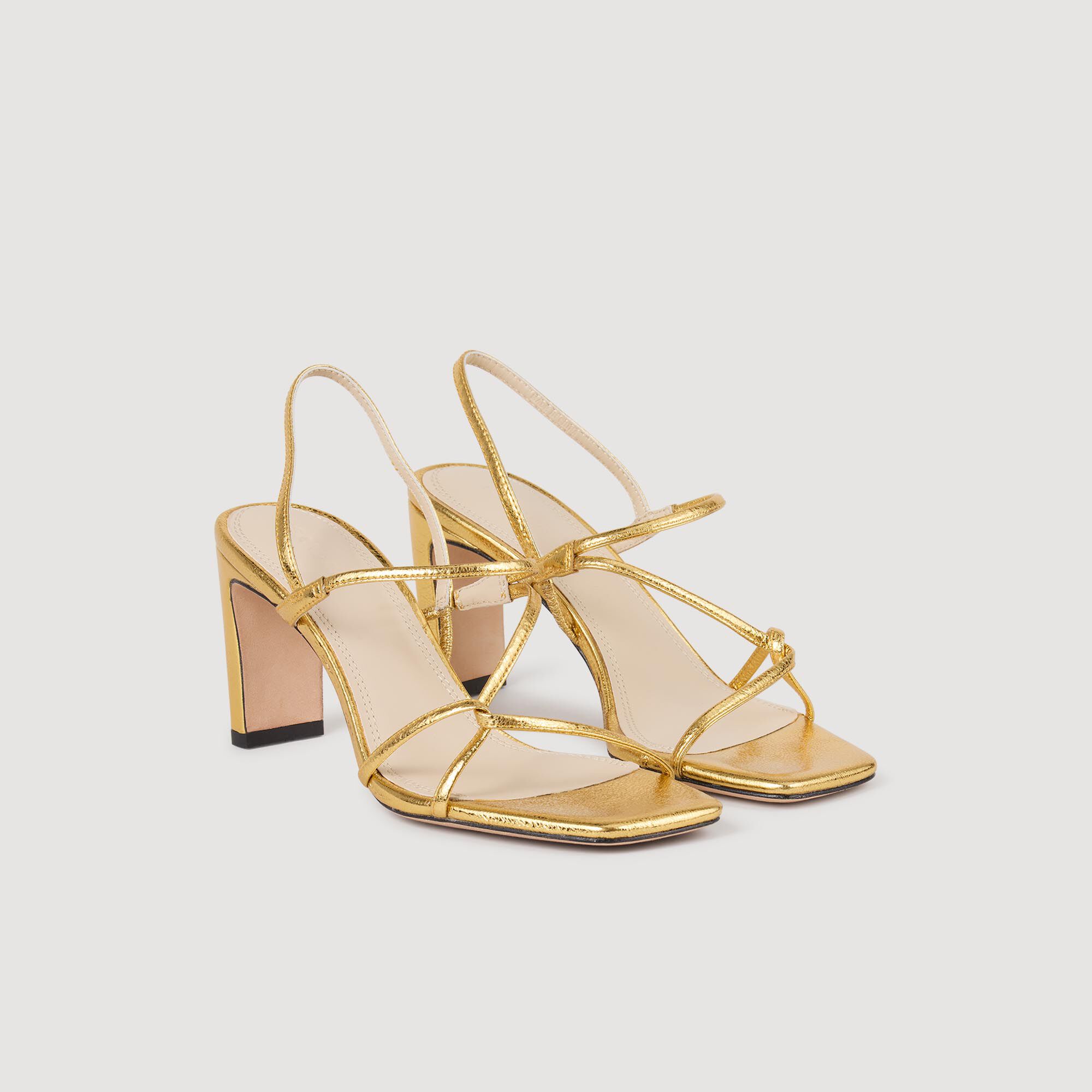 Sandalias de cuero estampado