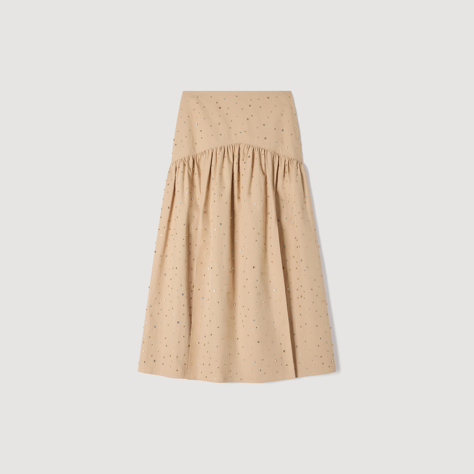 Falda maxi de algodón con lentejuelas