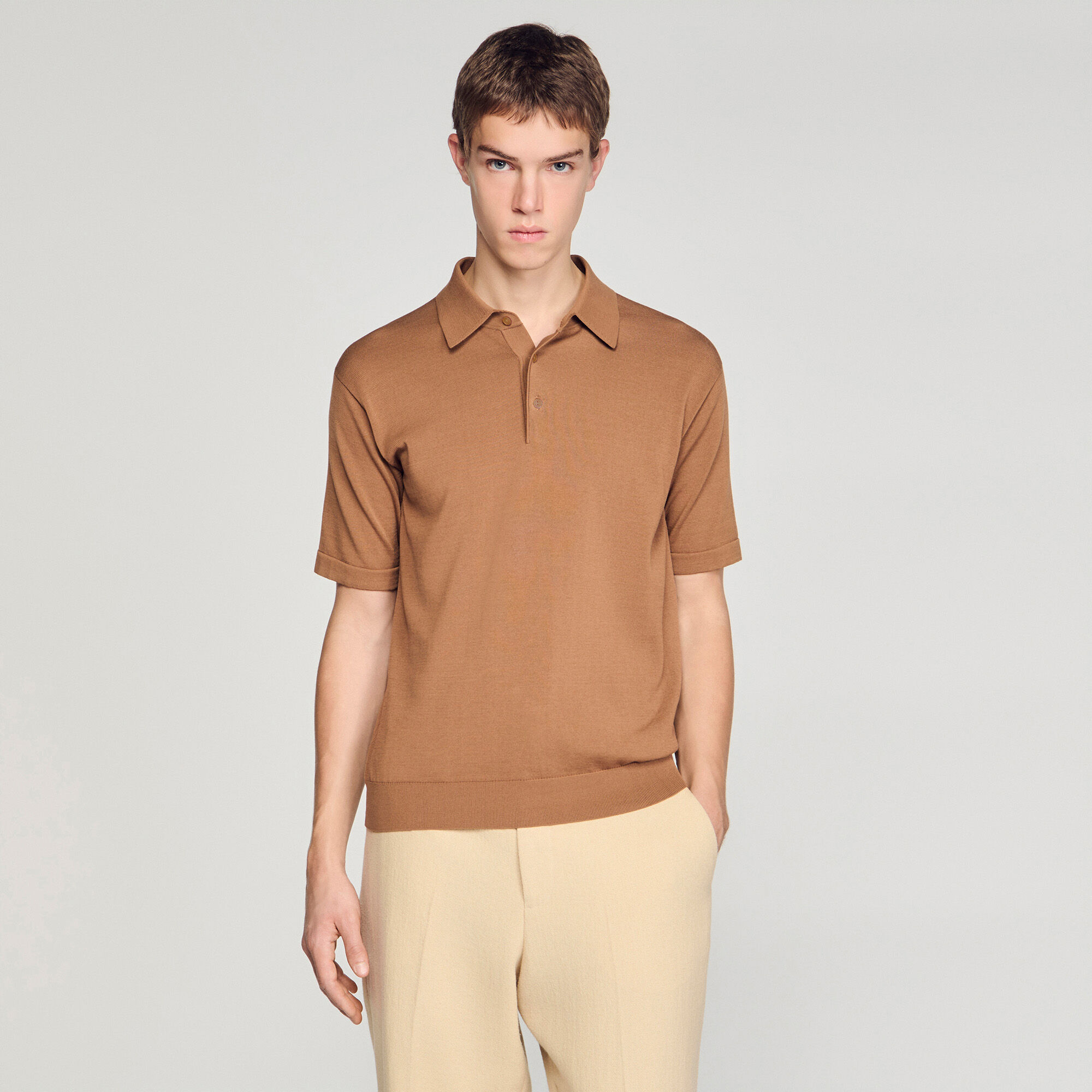 Camiseta de polo de algodón y seda