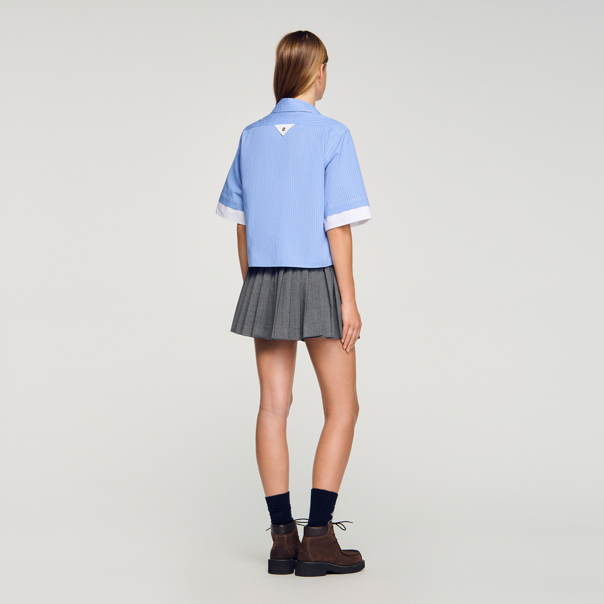 Camisa corta de cuadros pequeños
