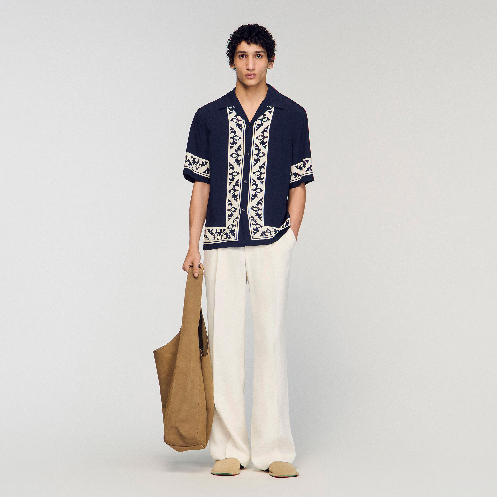 Camisa con estampado de contraste de corte holgado