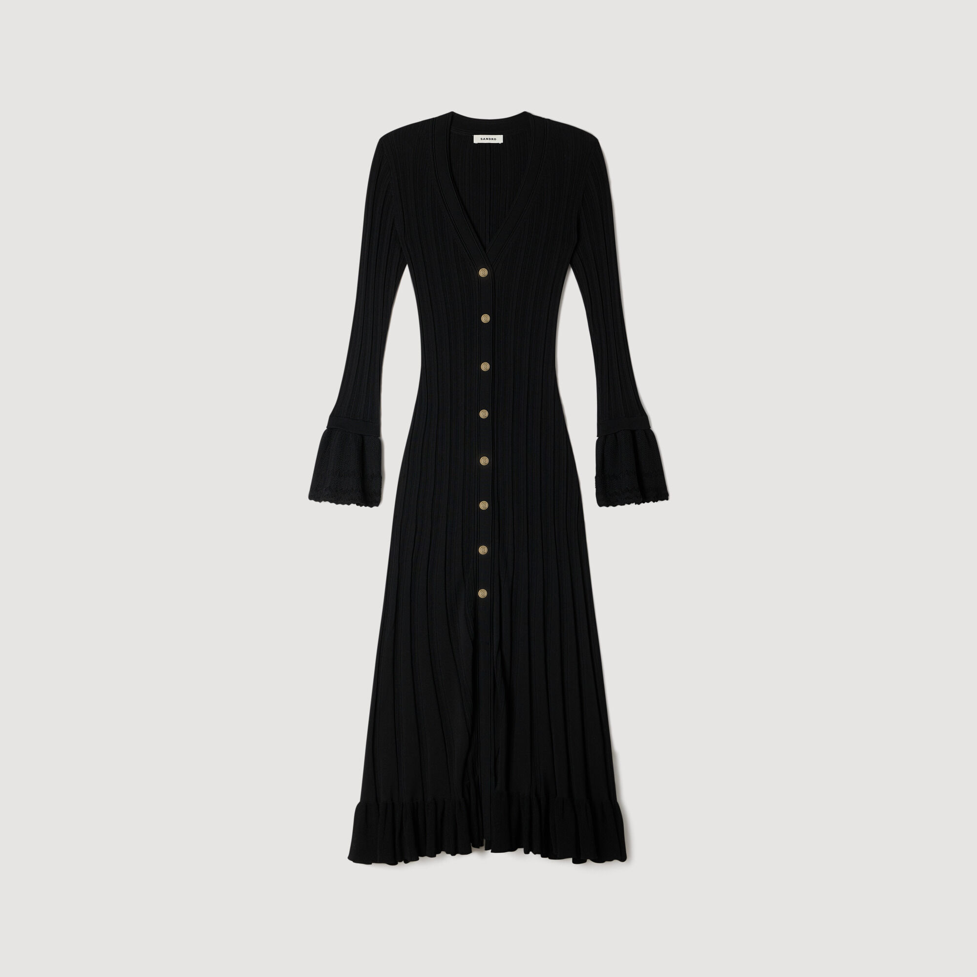 Vestido maxi de punto con volantes