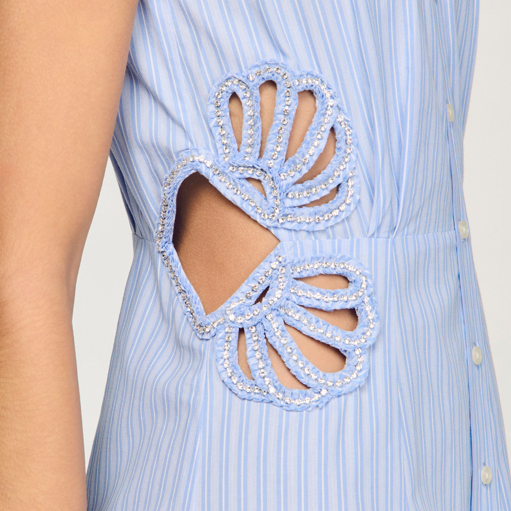 Vestido midi de algodón con rayas