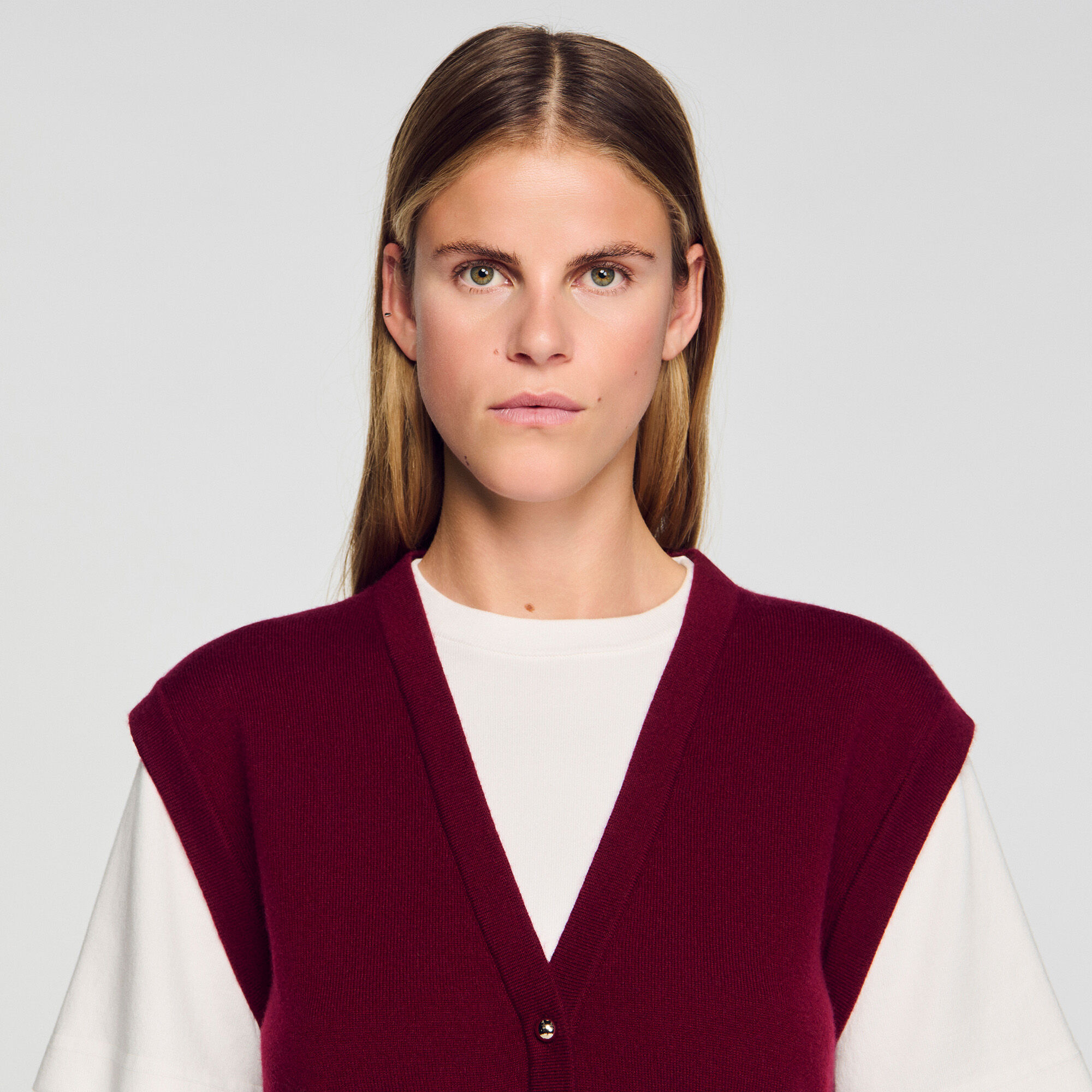 Sweater de lana y cashmere bicolor