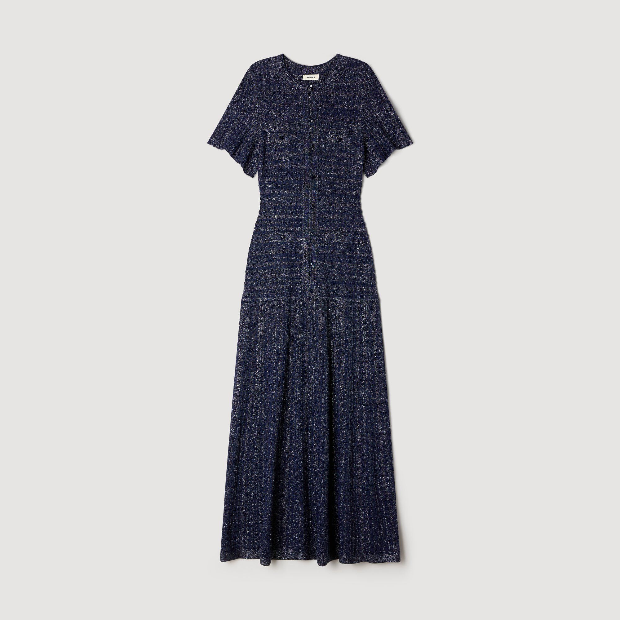 Vestido maxi de punto con lentejuelas