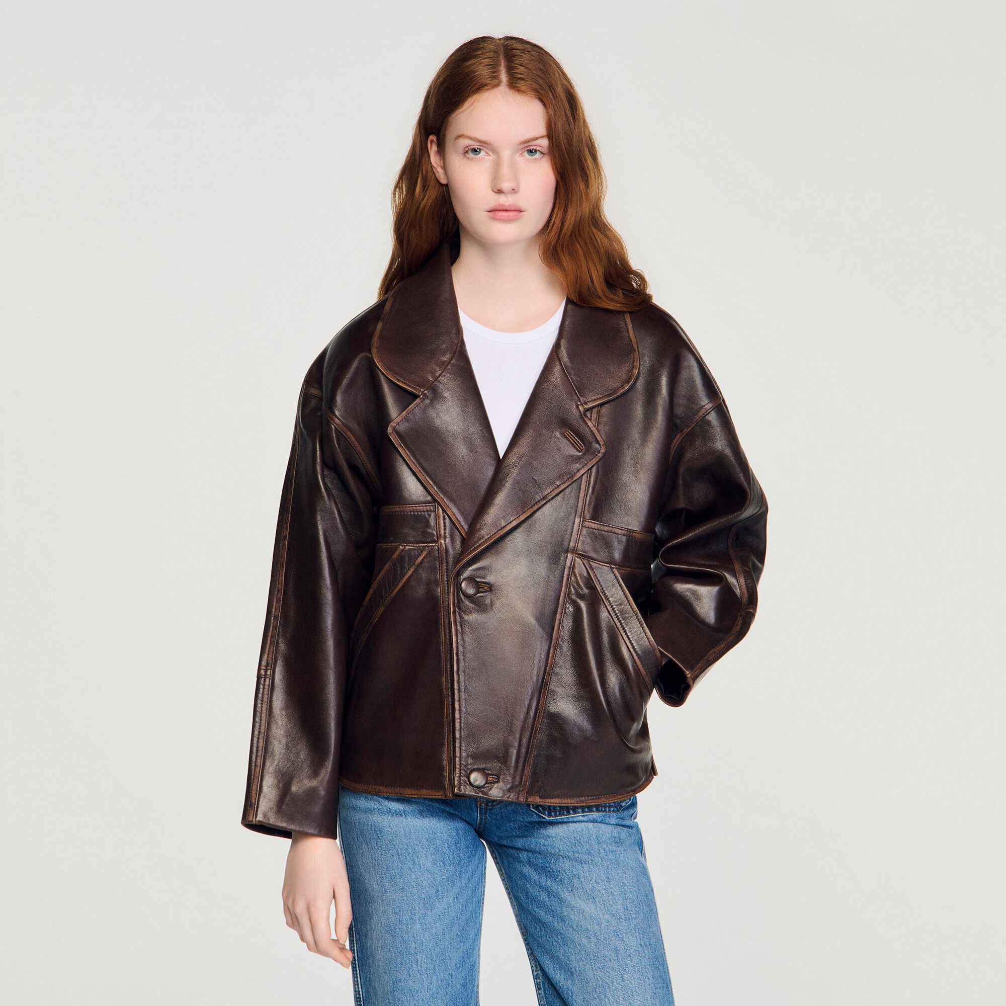 Chaqueta de cuero oversize