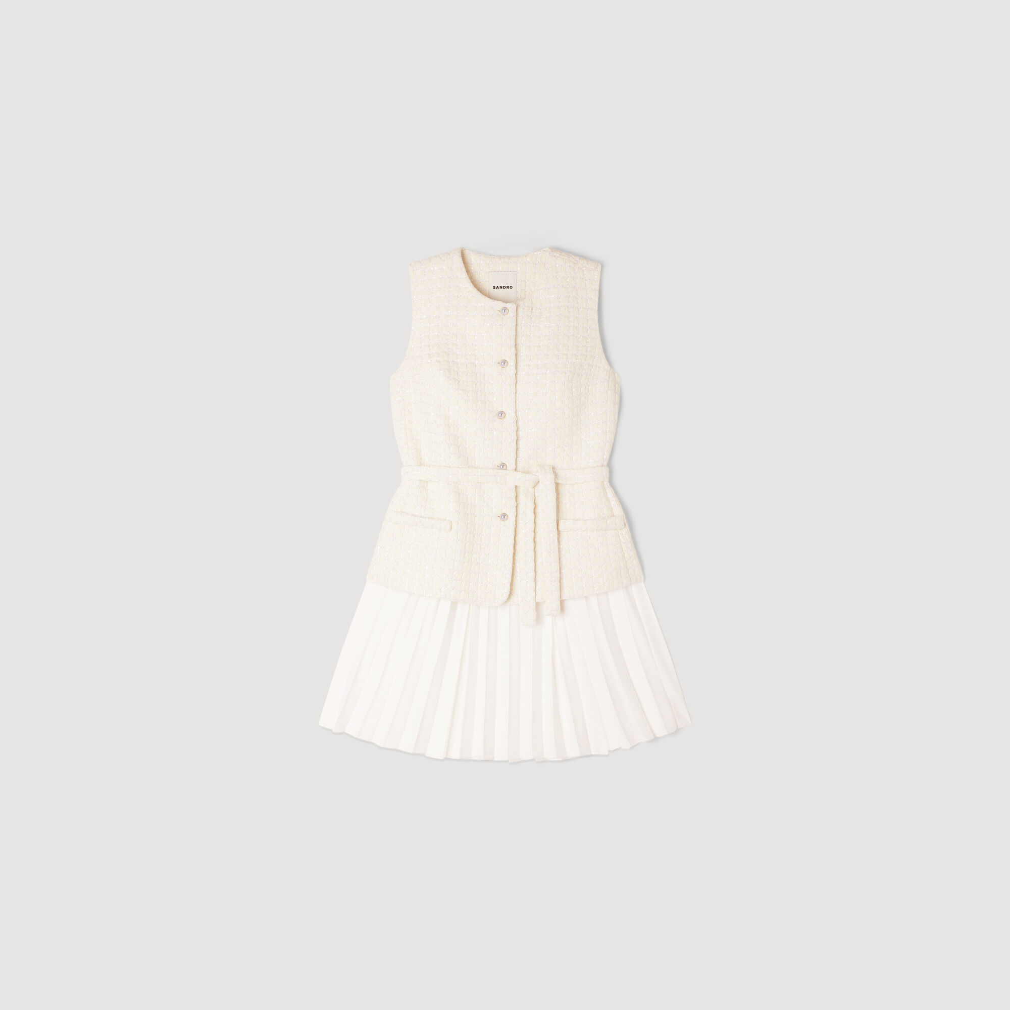 Vestido mini de dos materiales