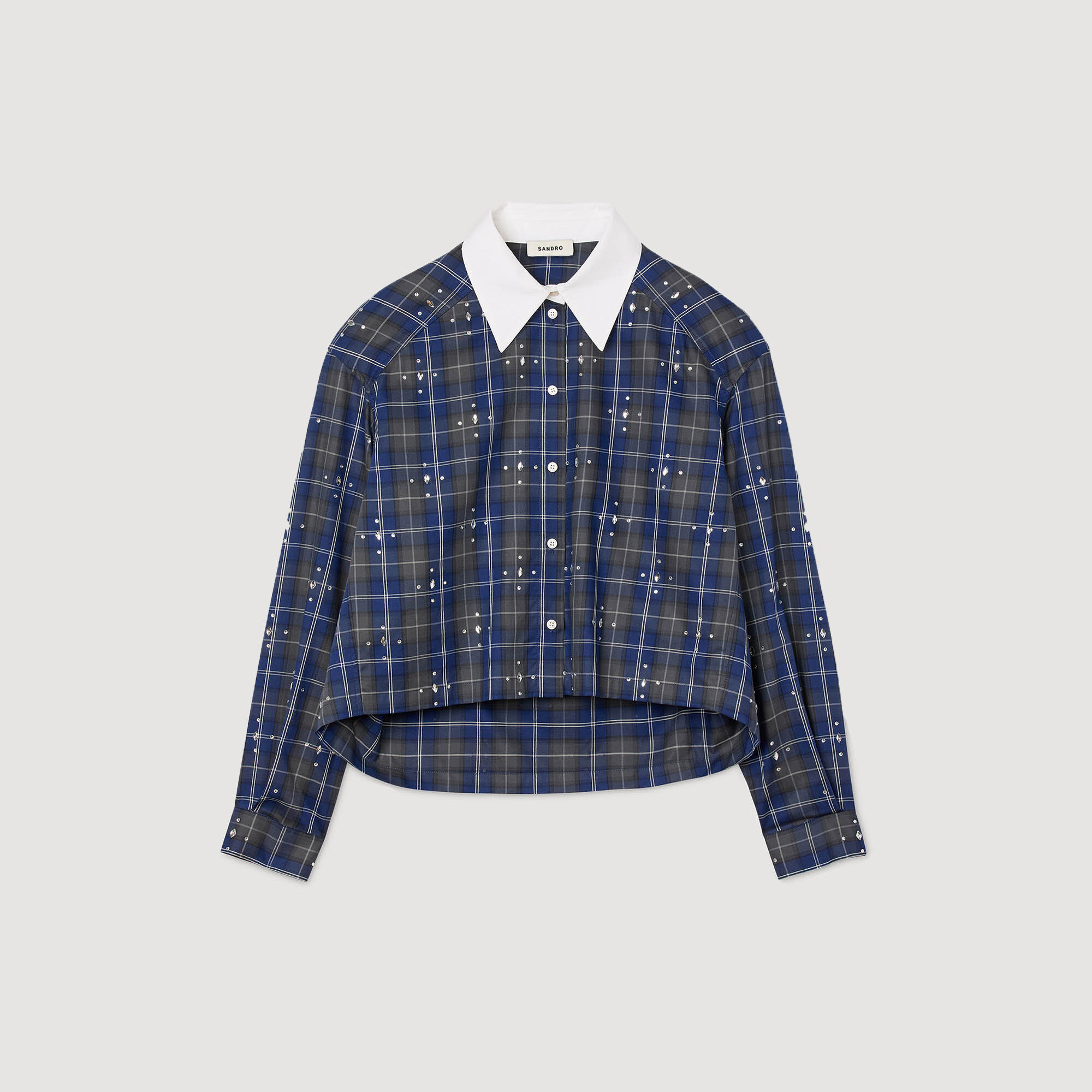 Camisa de cuello con cuadros de cristales