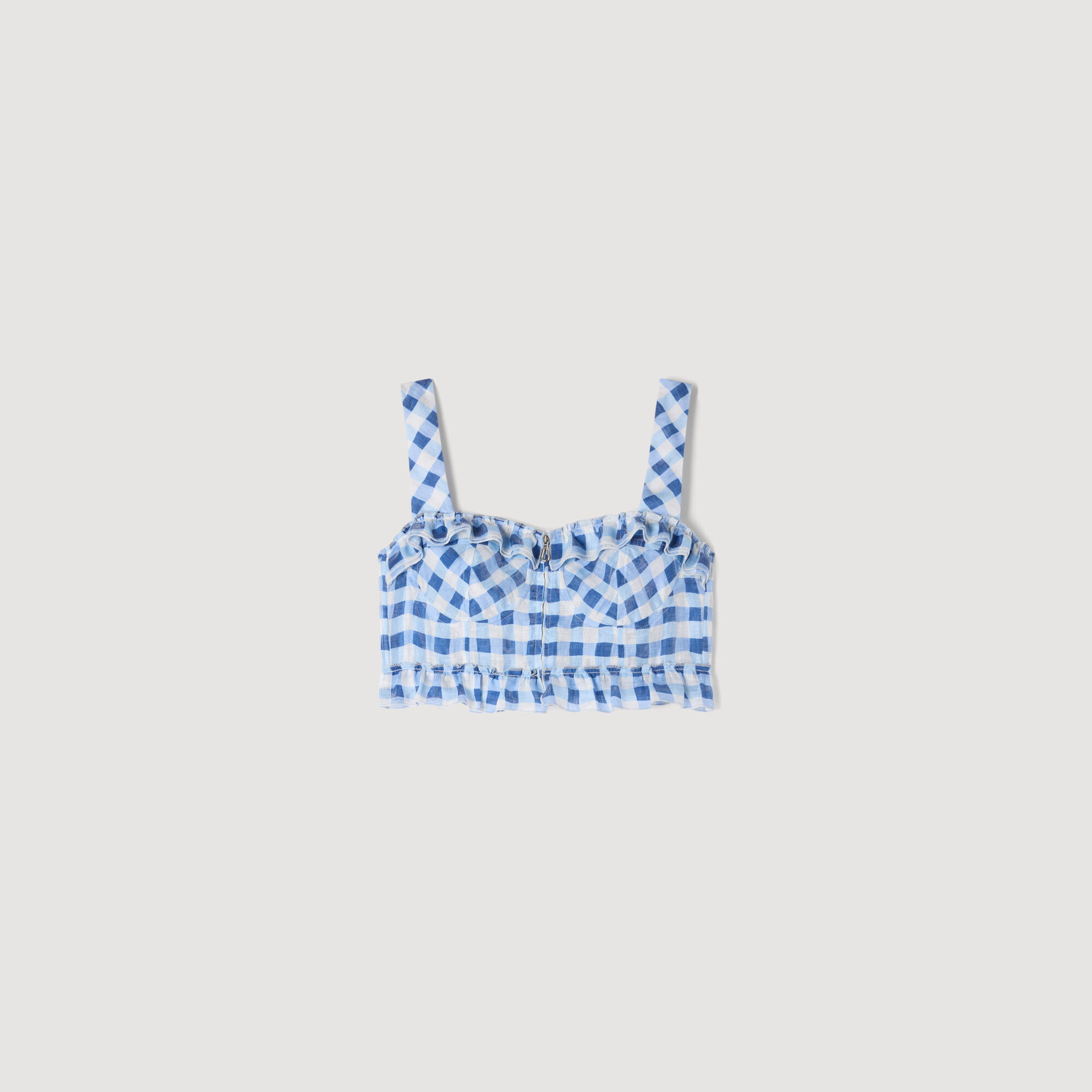 Crop top de lino a cuadros